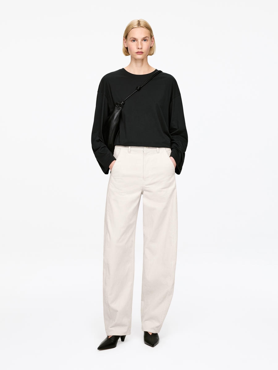 Arket Women's Beige Barrel-Leg Corduroy Trousers -, 44