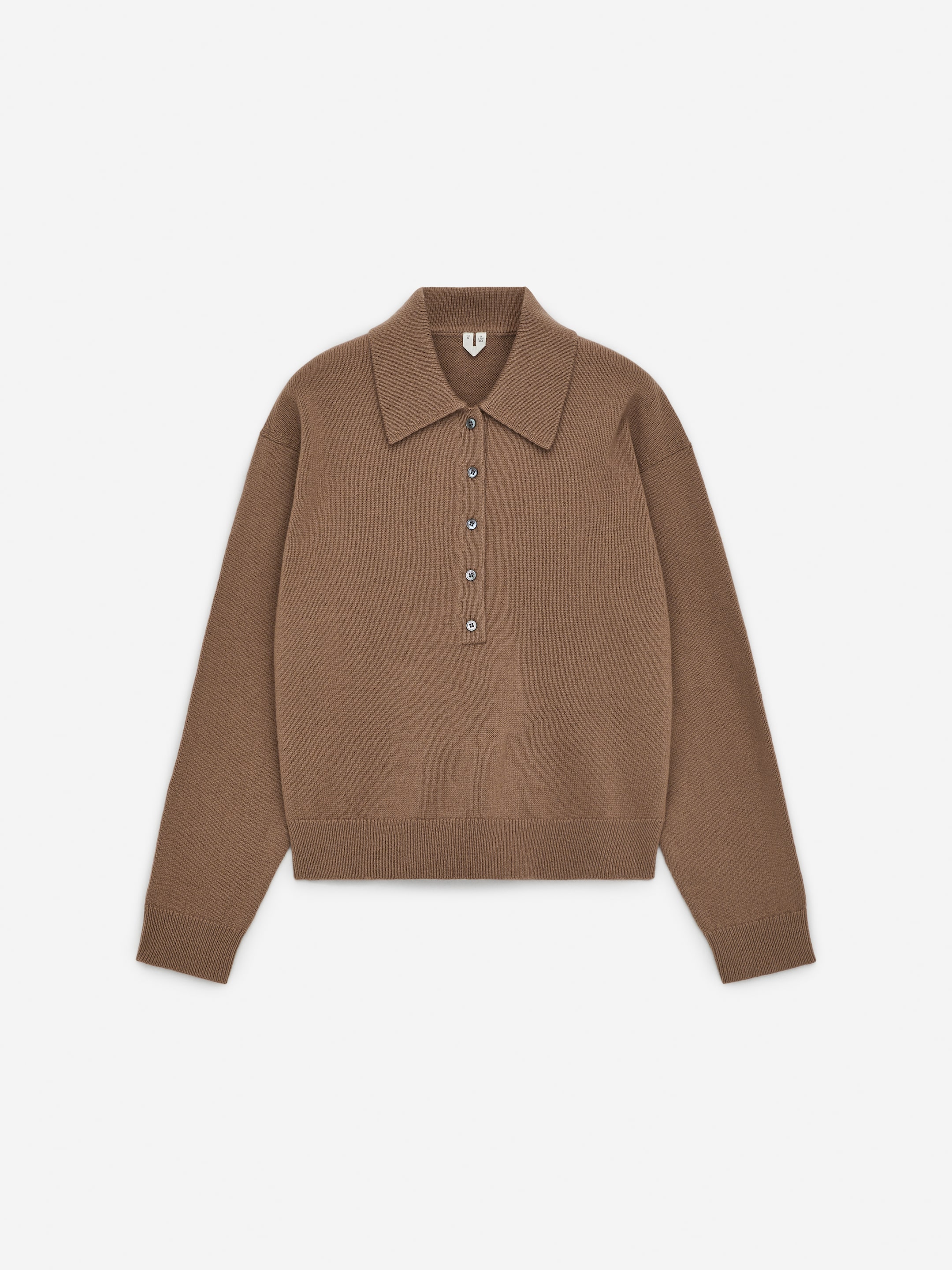 Pull polo en laine - Marron - Loose fit - Femme - StillMedia/DescriptiveStillLife - 1
