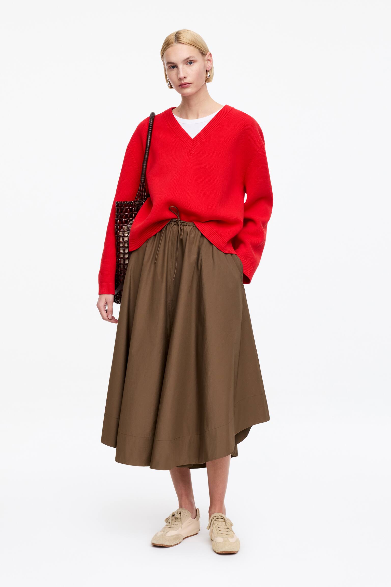 Falda ancha de algodón - Marrón/Negro - 5