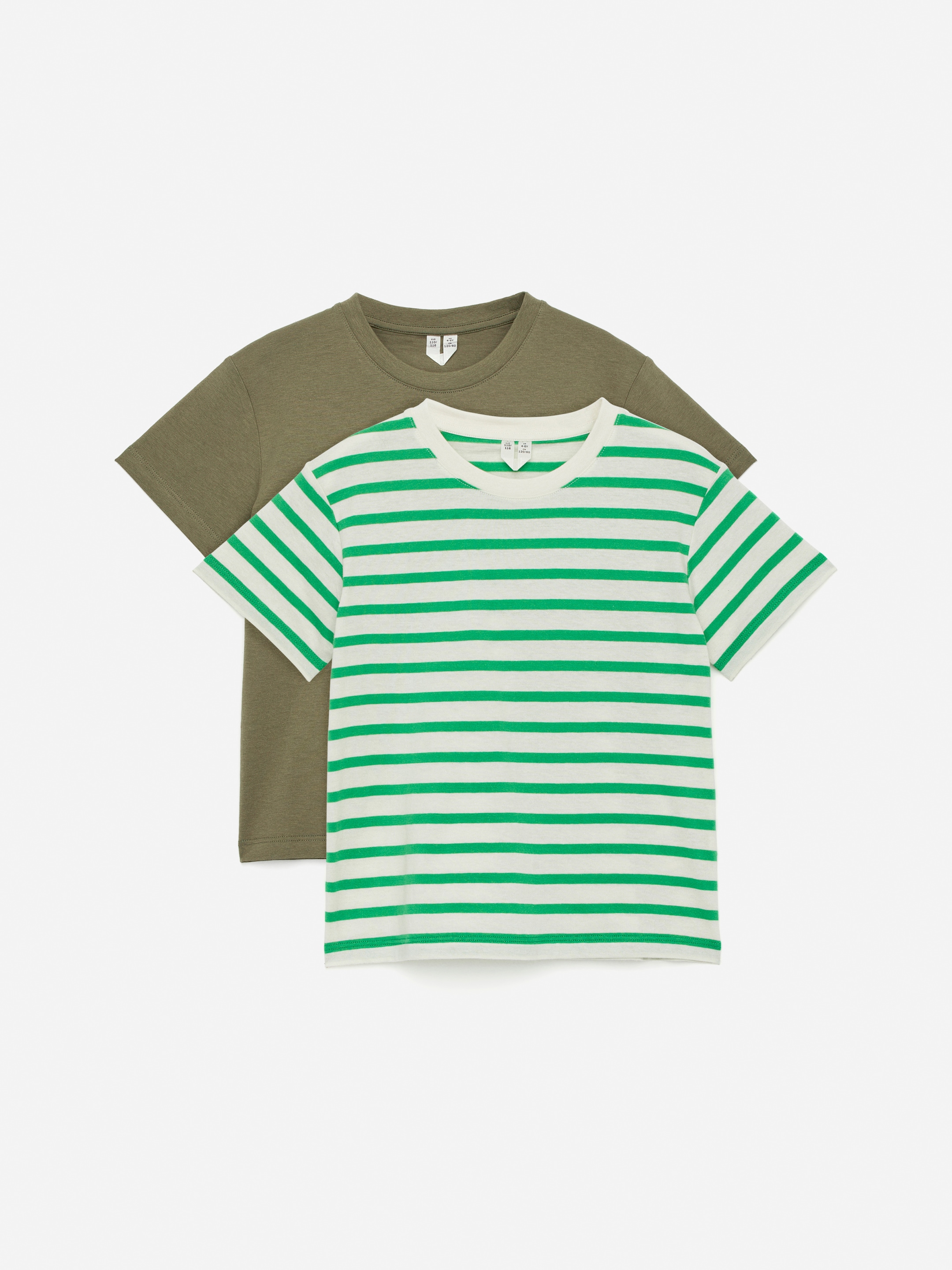 Größeres Bild anzeigen: T-Shirt mit Rundhalsausschnitt, im 2er-Pack - Grün/Weiß - Kids | H&M AT 1