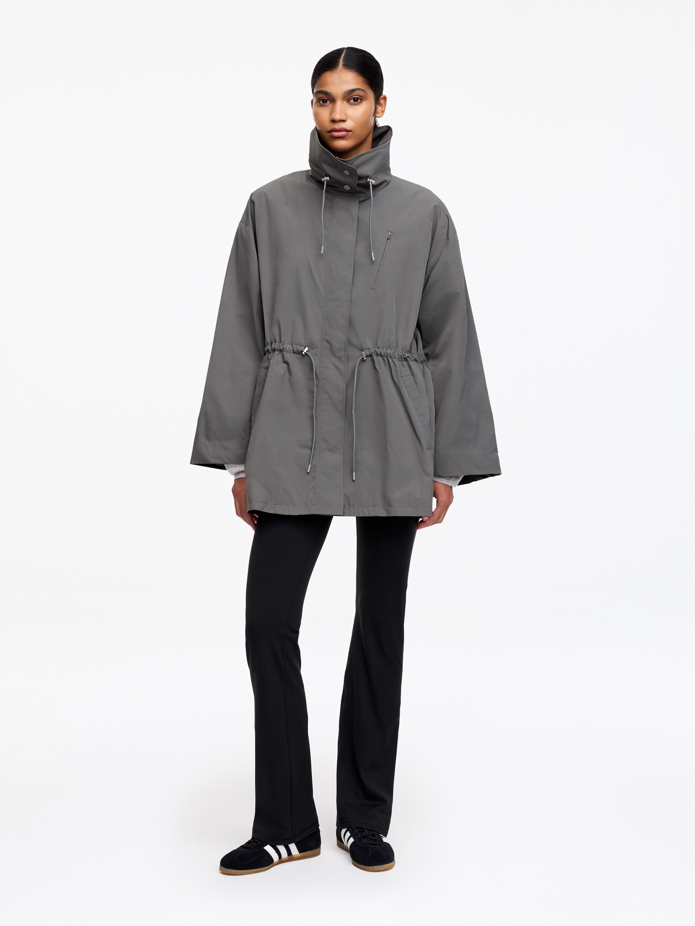 High-Collar Nylon Jacket – Grey – Women – ARKET WW