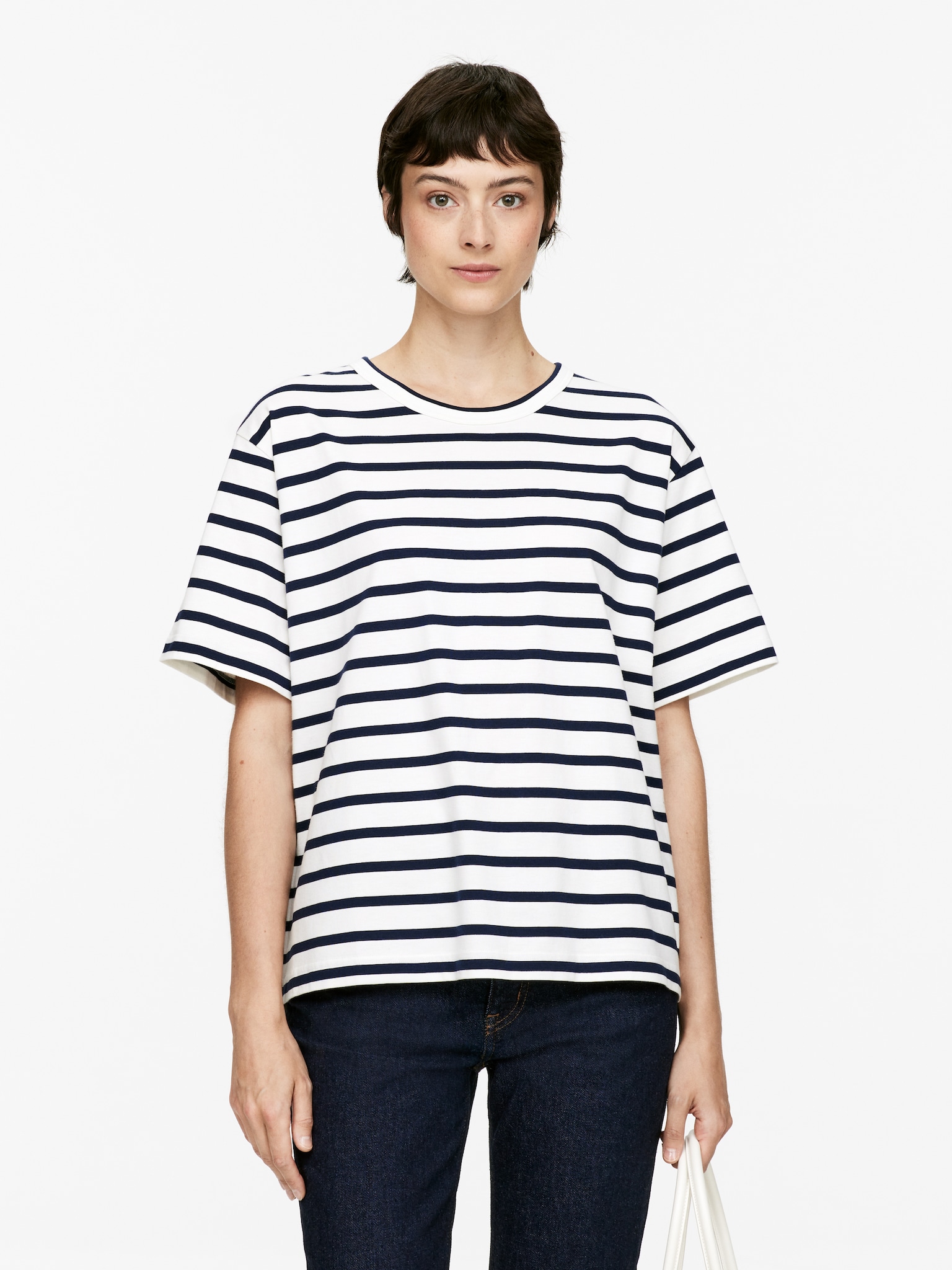 Mittelschweres T-Shirt - Dunkelblau/Cremeweiß