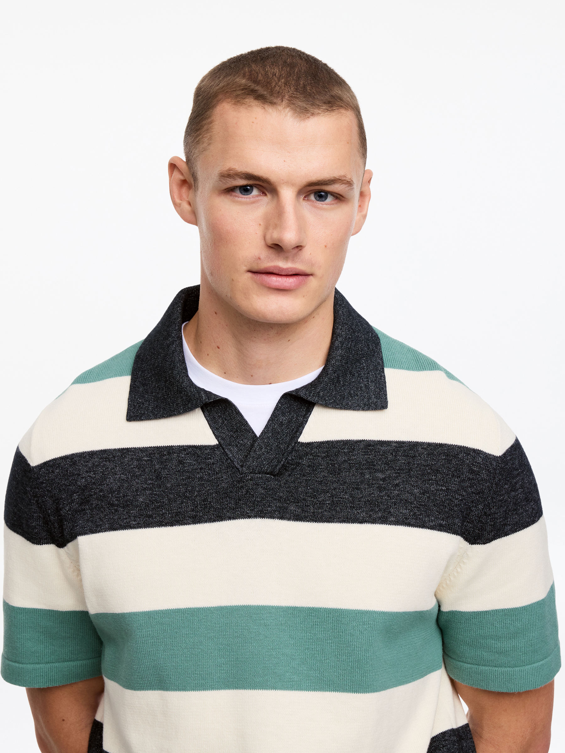 Block-Stripe Polo Shirt - Blue/Striped - Regular fit - Men - StillMedia/Lookbook - 4