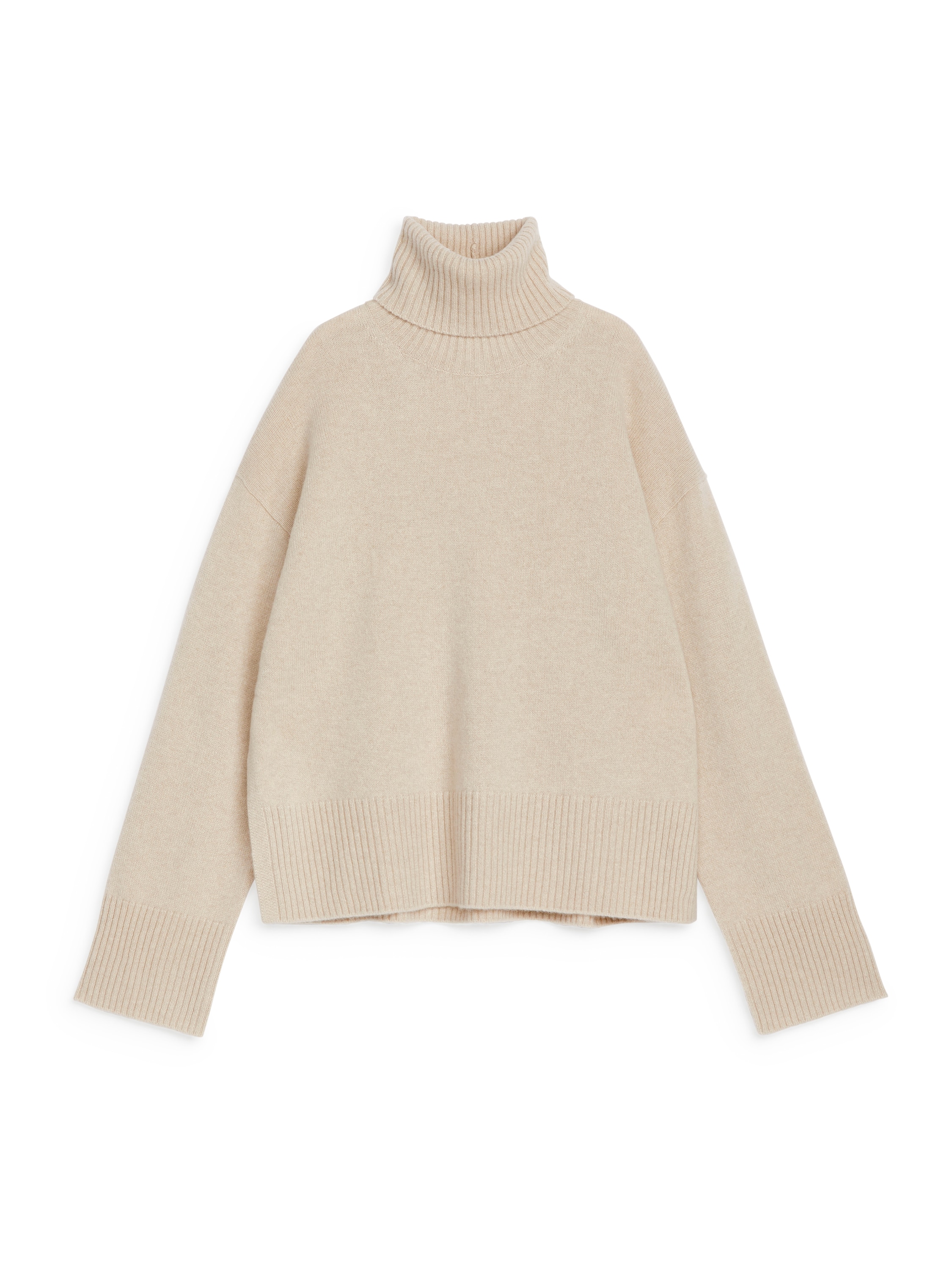 Rollkragenpullover aus Kaschmir und Wolle Hellbeige Ladies