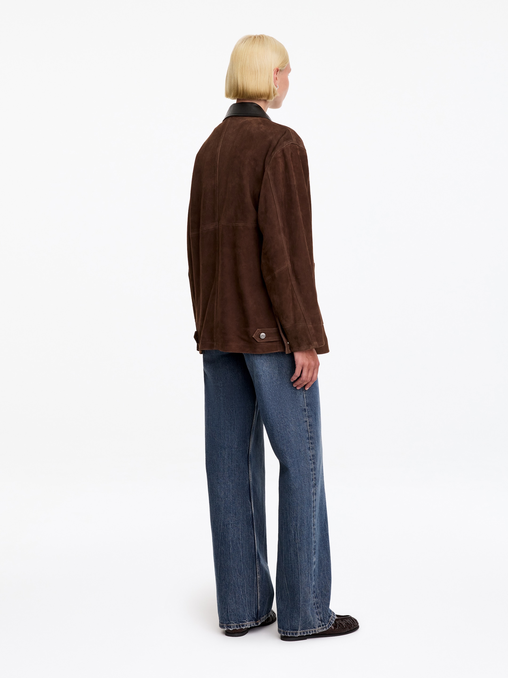 Zamszowa kurtka - Ciemnobrązowy - Obszerny - women - StillMedia/Lookbook - 12