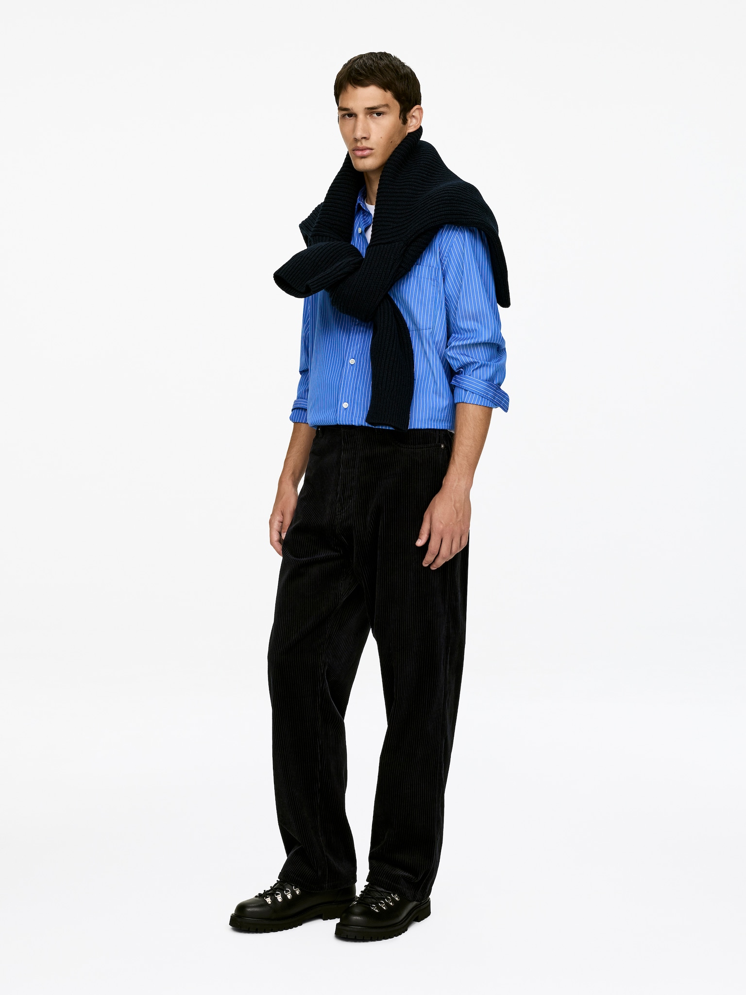 Pantalon ample en velours côtelé - Noir/Taupe foncé - 6
