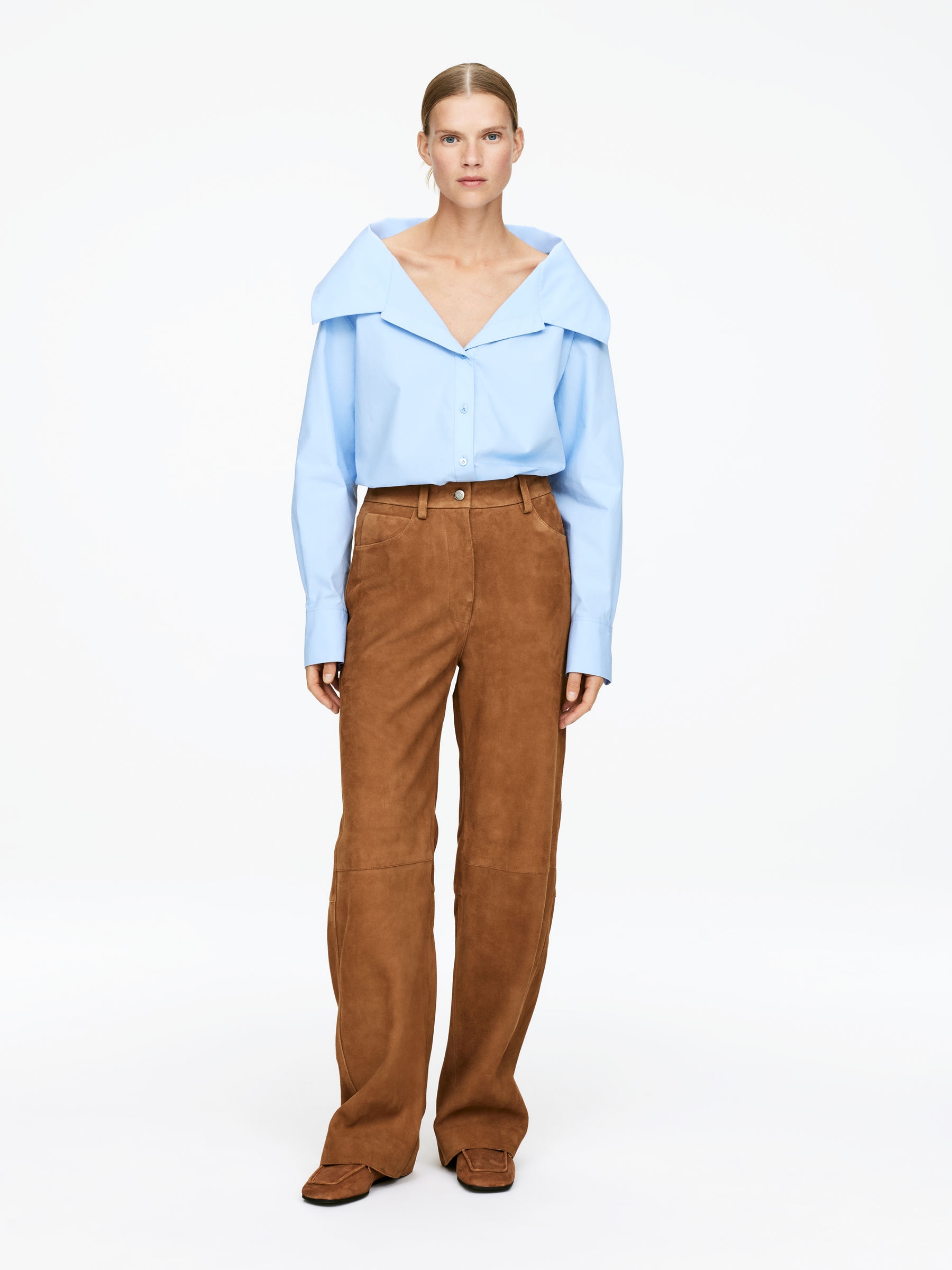 Relaxed Suede Trousers-#935B2B-16832