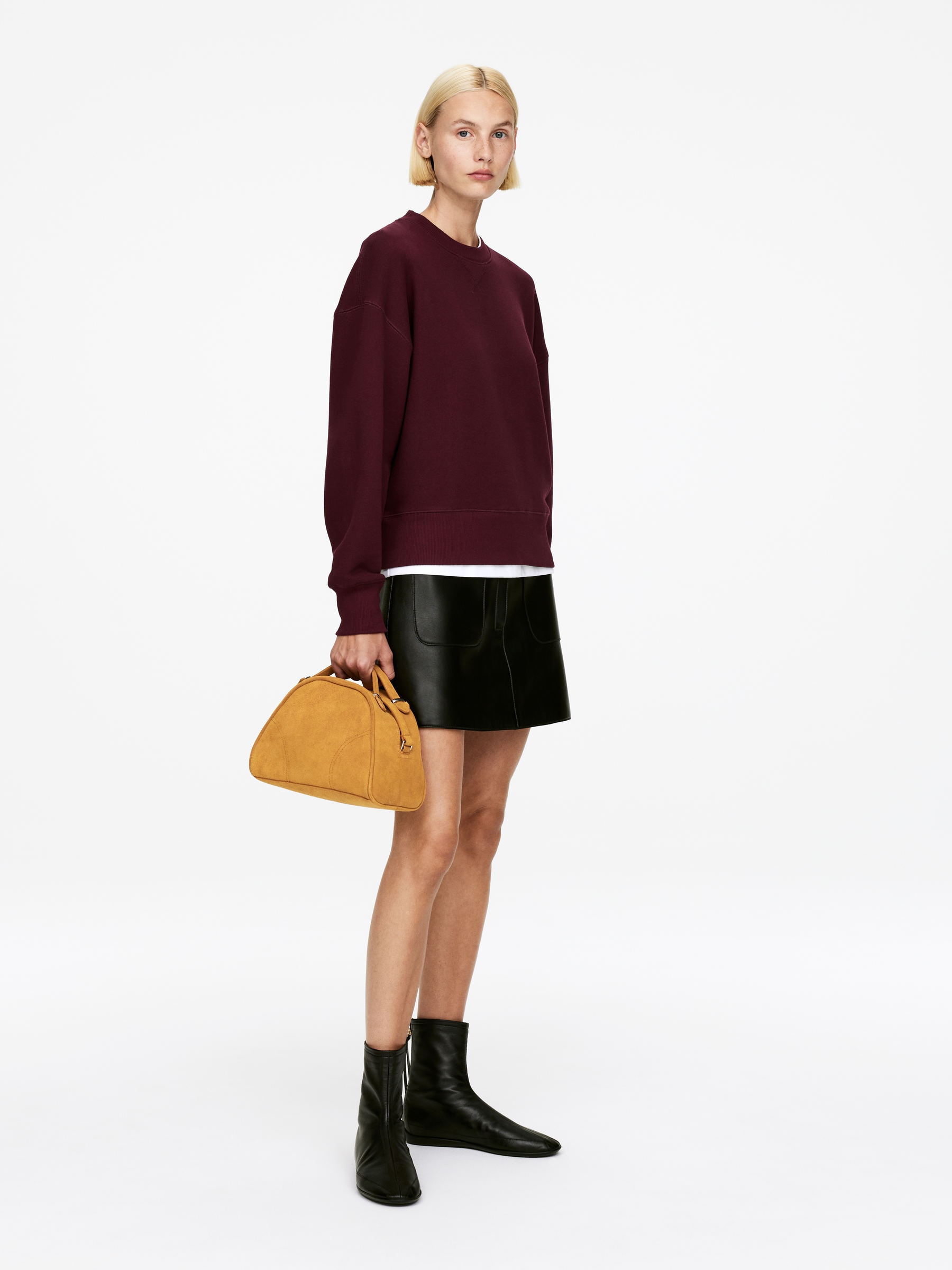 Sweat décontracté en tissu éponge - Rouge foncé - Relaxed fit - Femme - StillMedia/Lookbook - 6