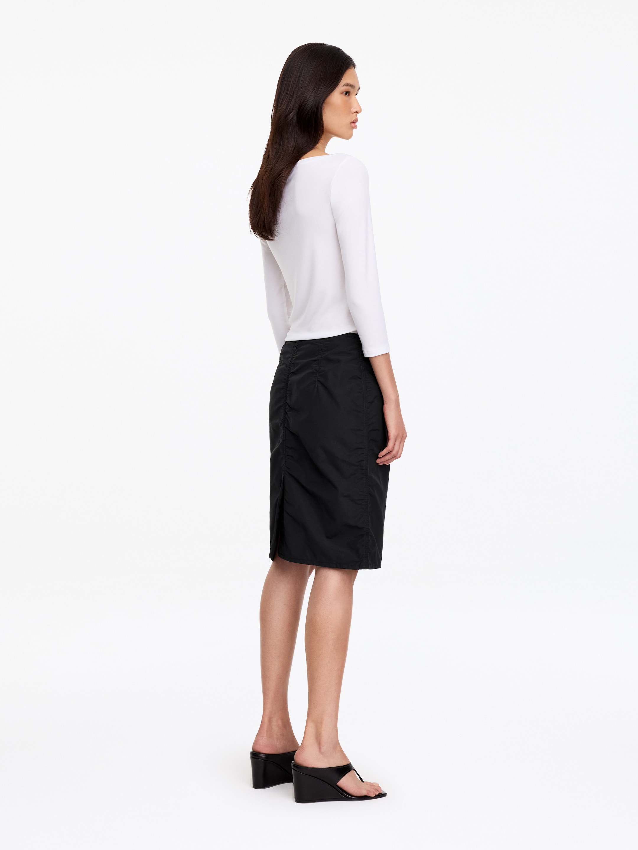 Cotton-Nylon Pencl Skirt - Black - Regular fit - women - StillMedia/Lookbook - 6