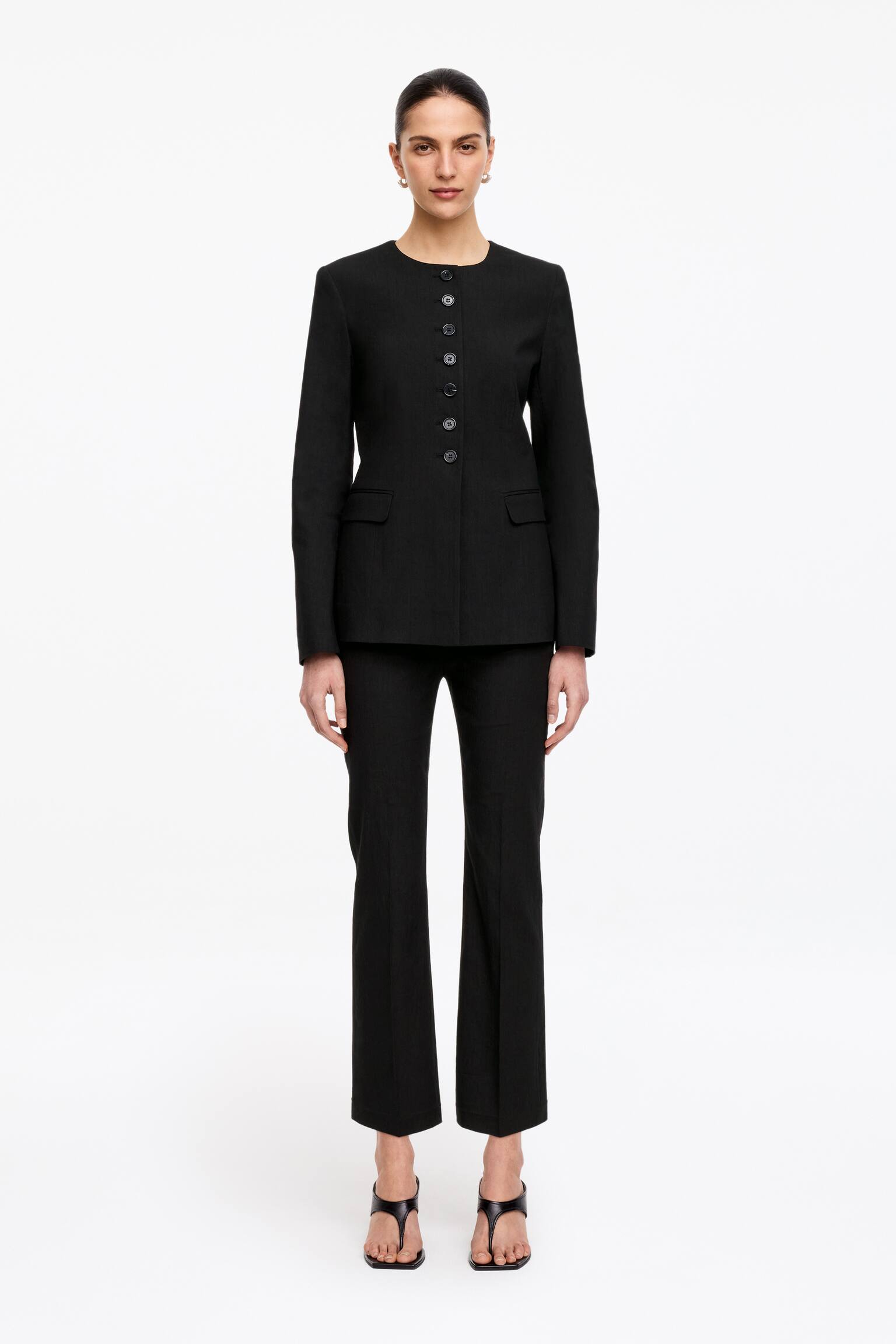 Marynarka z mieszanki z lnem - Czarny/Czarny - 1