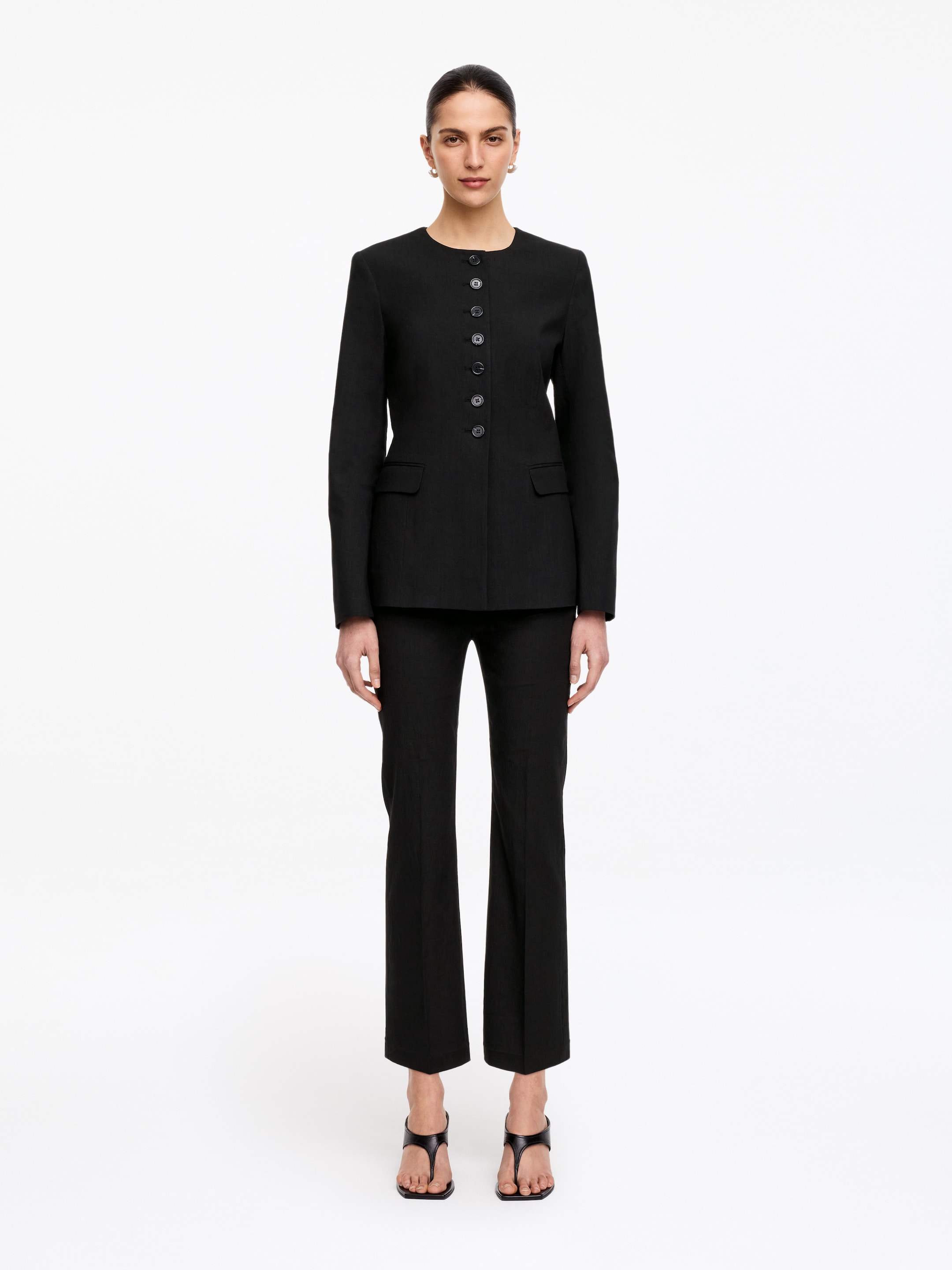 Linen-Blend Blazer-#1d1d1d-18747