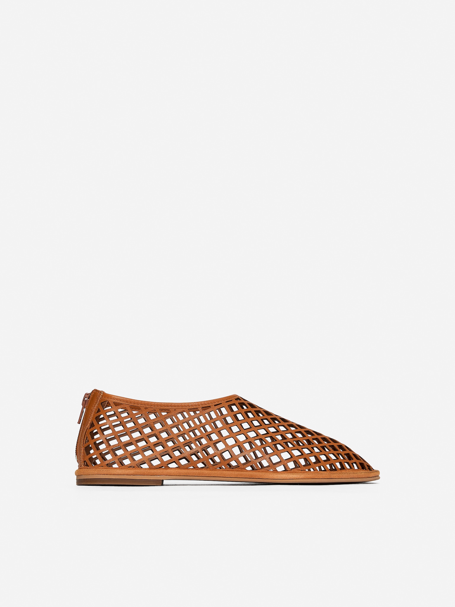 Chaussures ajourées plates en cuir - Orange - 2