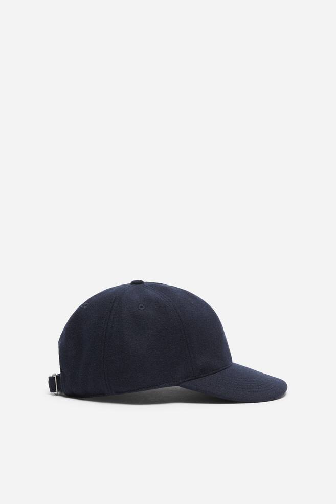Wool Blend Baseball Cap - Dark Navy/Dark Brown - 1