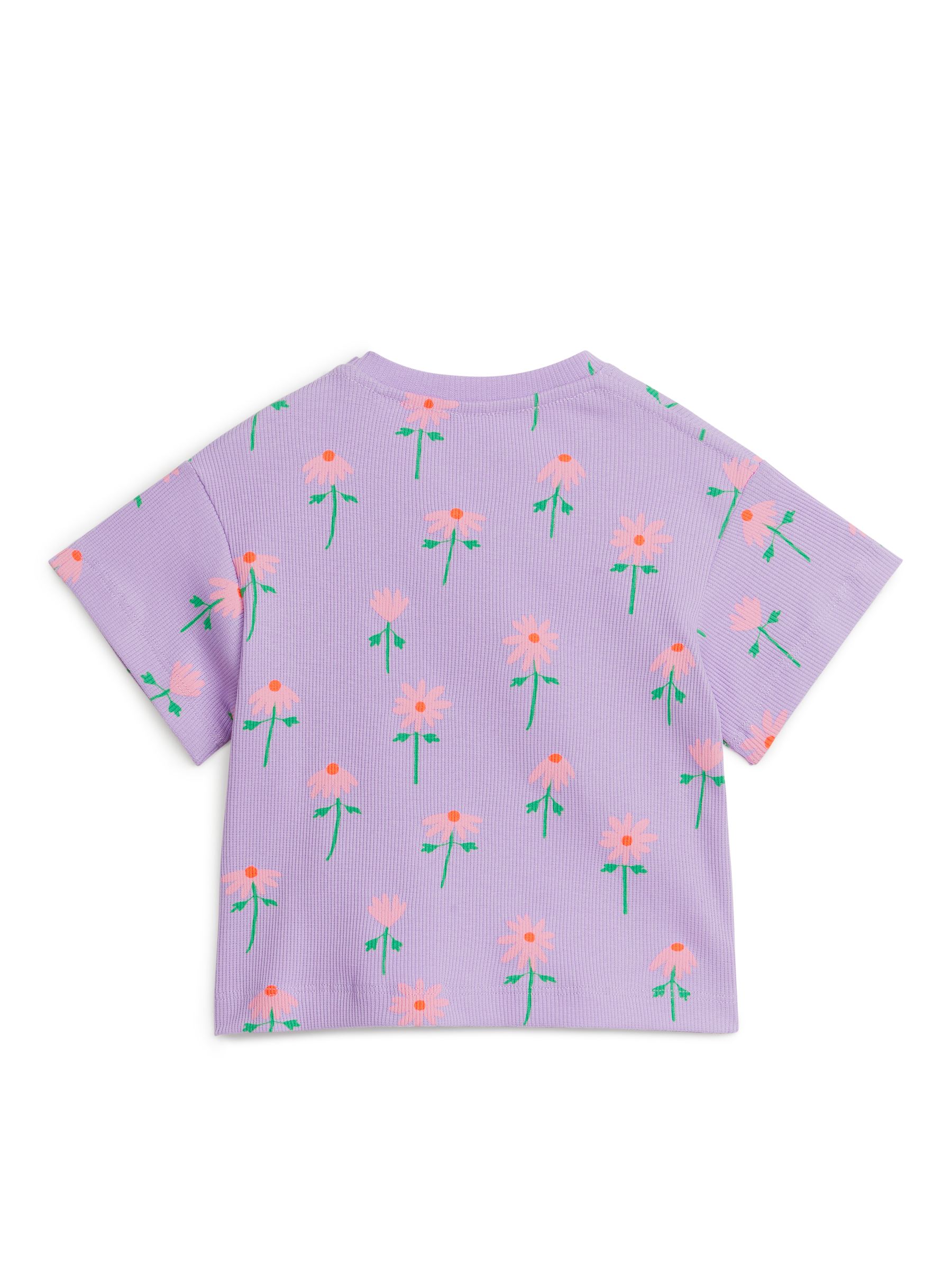 Geripptes T-Shirt - Flieder/Blumen - Regular Fit - Kinder - StillMedia/DescriptiveStillLife - 1