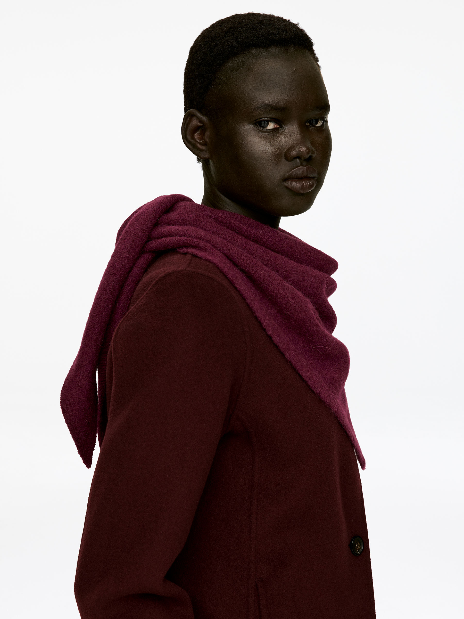 Alpaca-Wool Blend Scarf - Dark Red - Women - StillMedia/Lookbook - 4