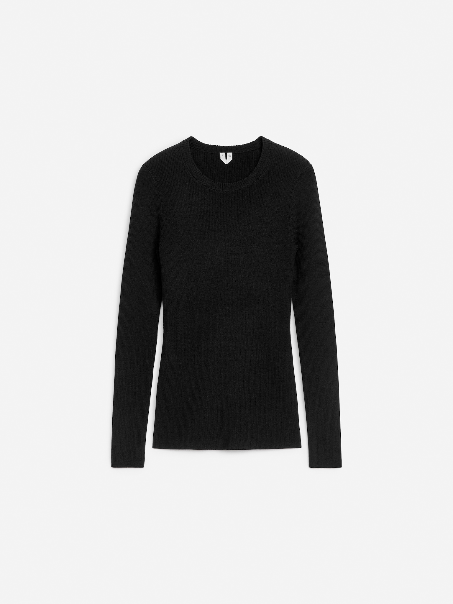Top en maille côtelée de laine mérinos - Noir/Beige foncé - 2