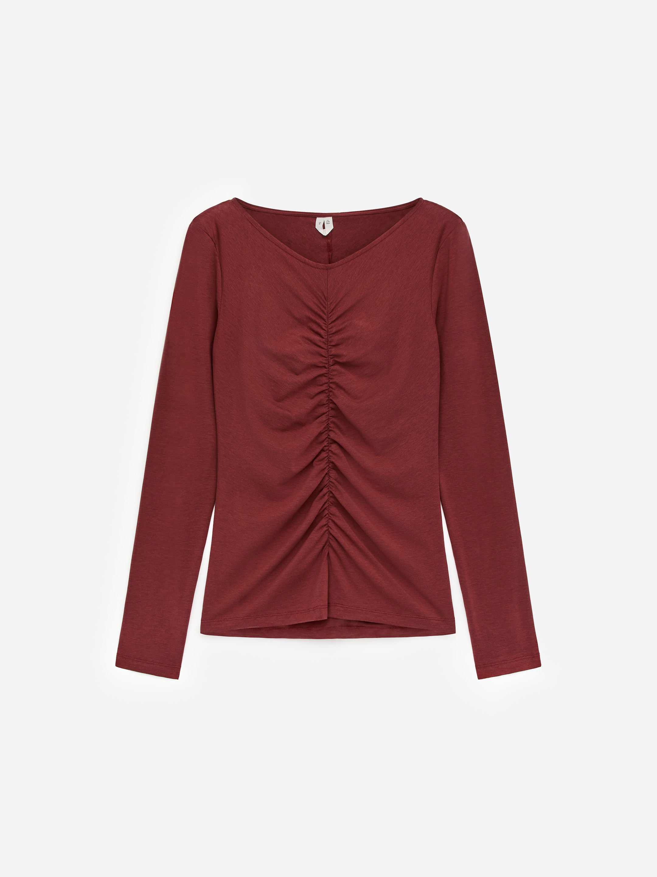Topp med rynk - Mörkröd - Slim fit - Women - StillMedia/DescriptiveStillLife - 1