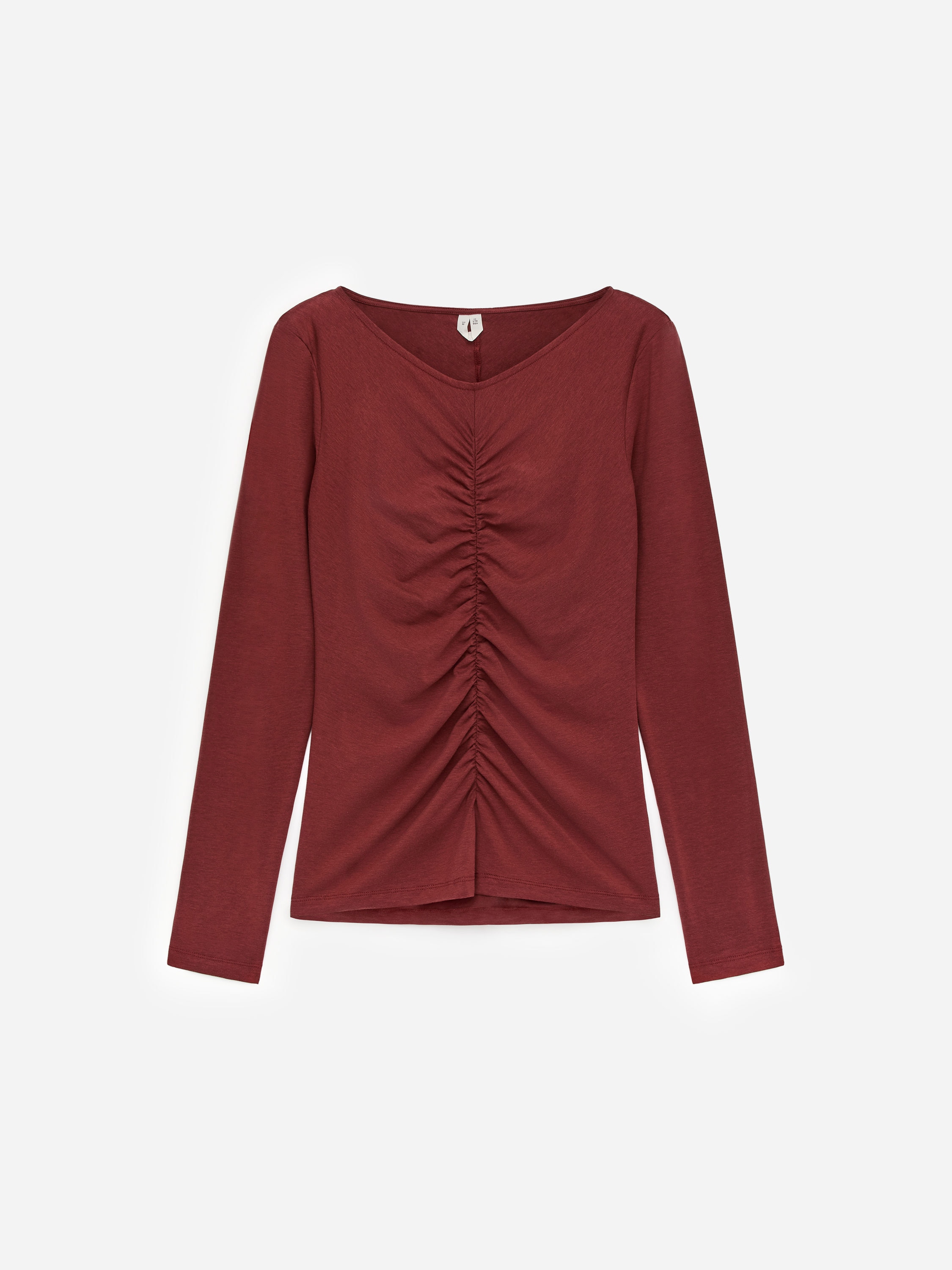 Gathered Top - Dark Red - Slim fit - Women - StillMedia/DescriptiveStillLife - 1