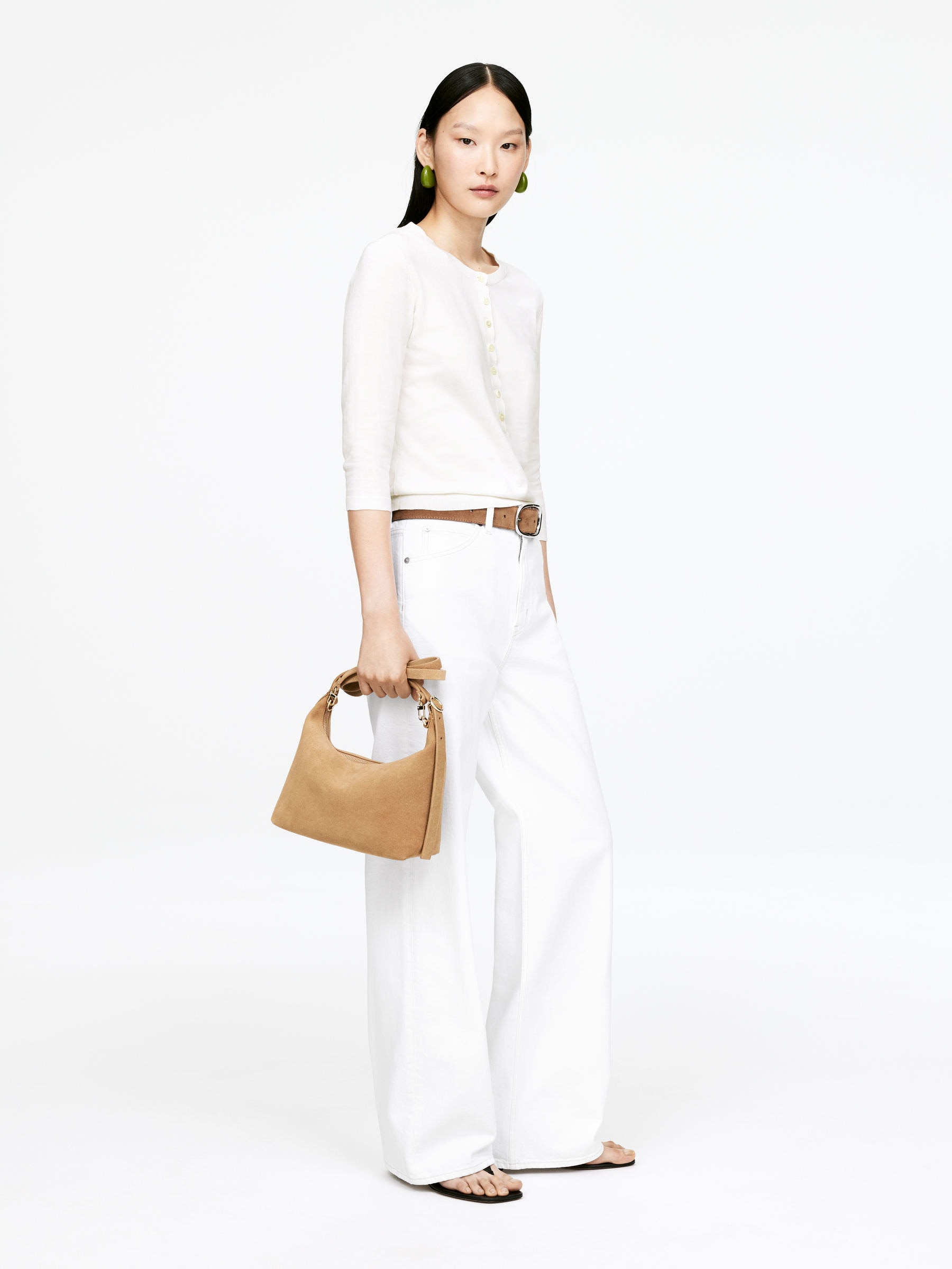 Cotton Henley Top - White - Slim fit - Women - StillMedia/Lookbook - 5