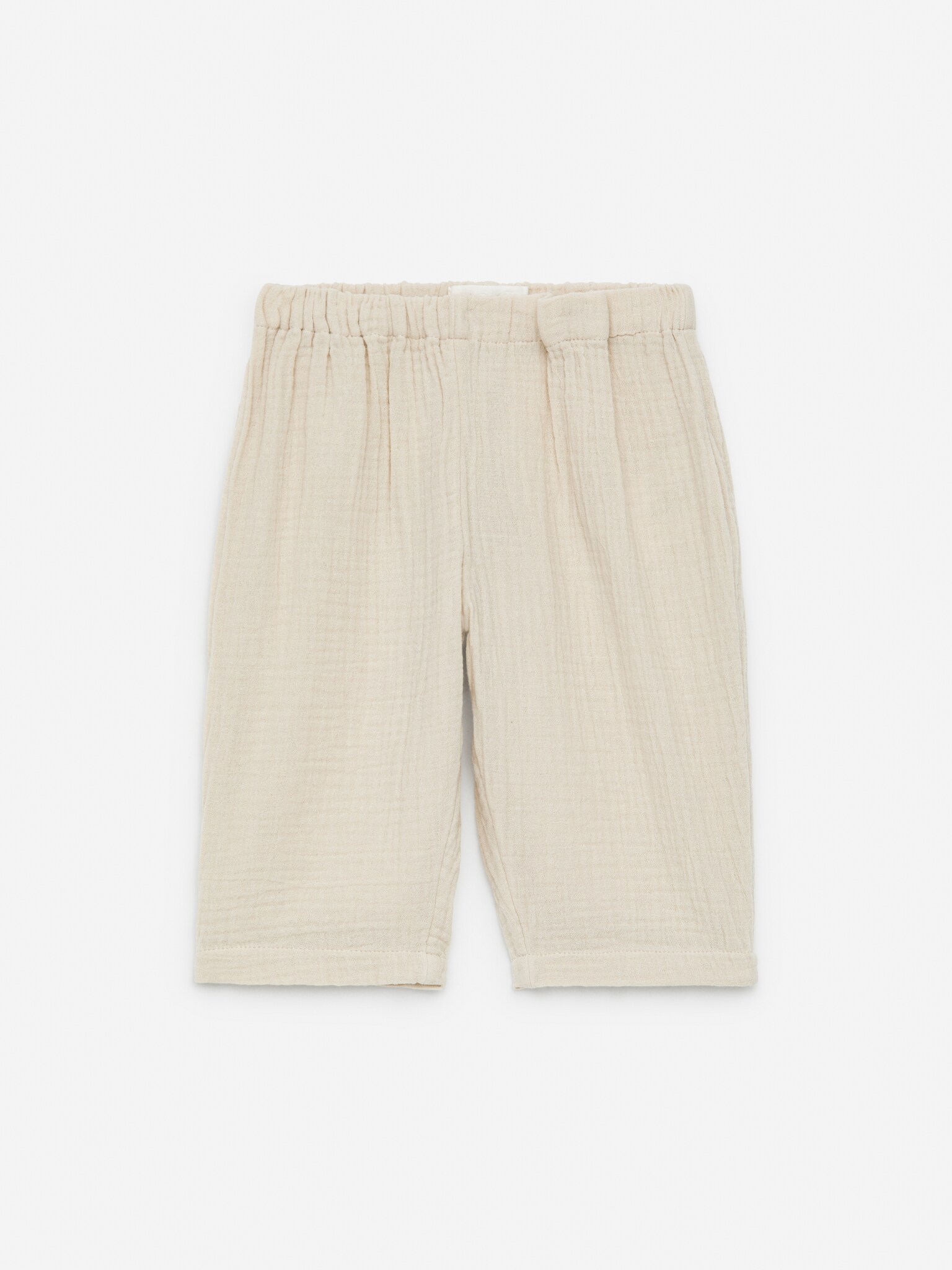Pantalon en mousseline de coton - Beige/Bleu vif - 1