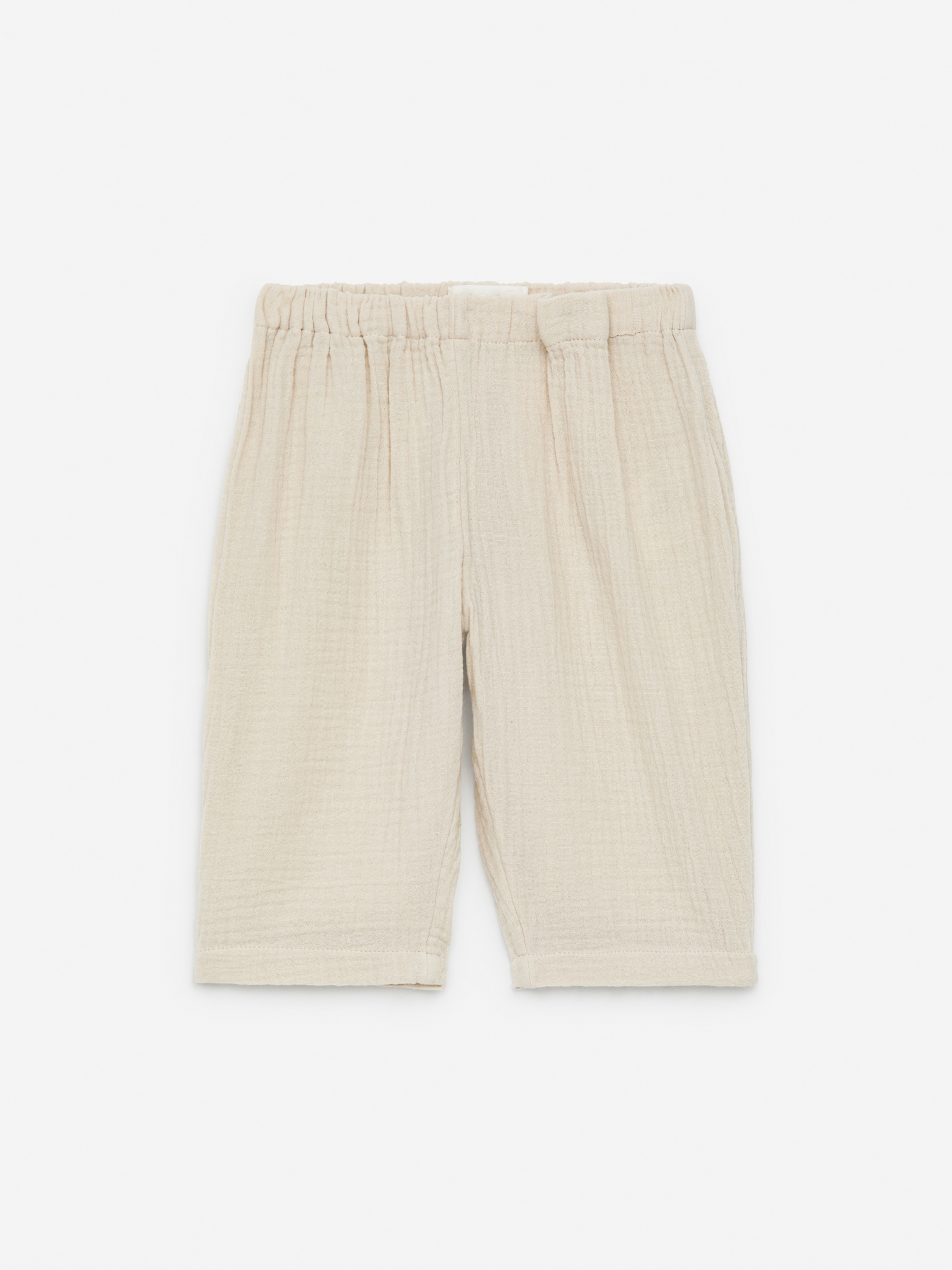 Pantalon en mousseline de coton - Beige/Bleu vif - 1