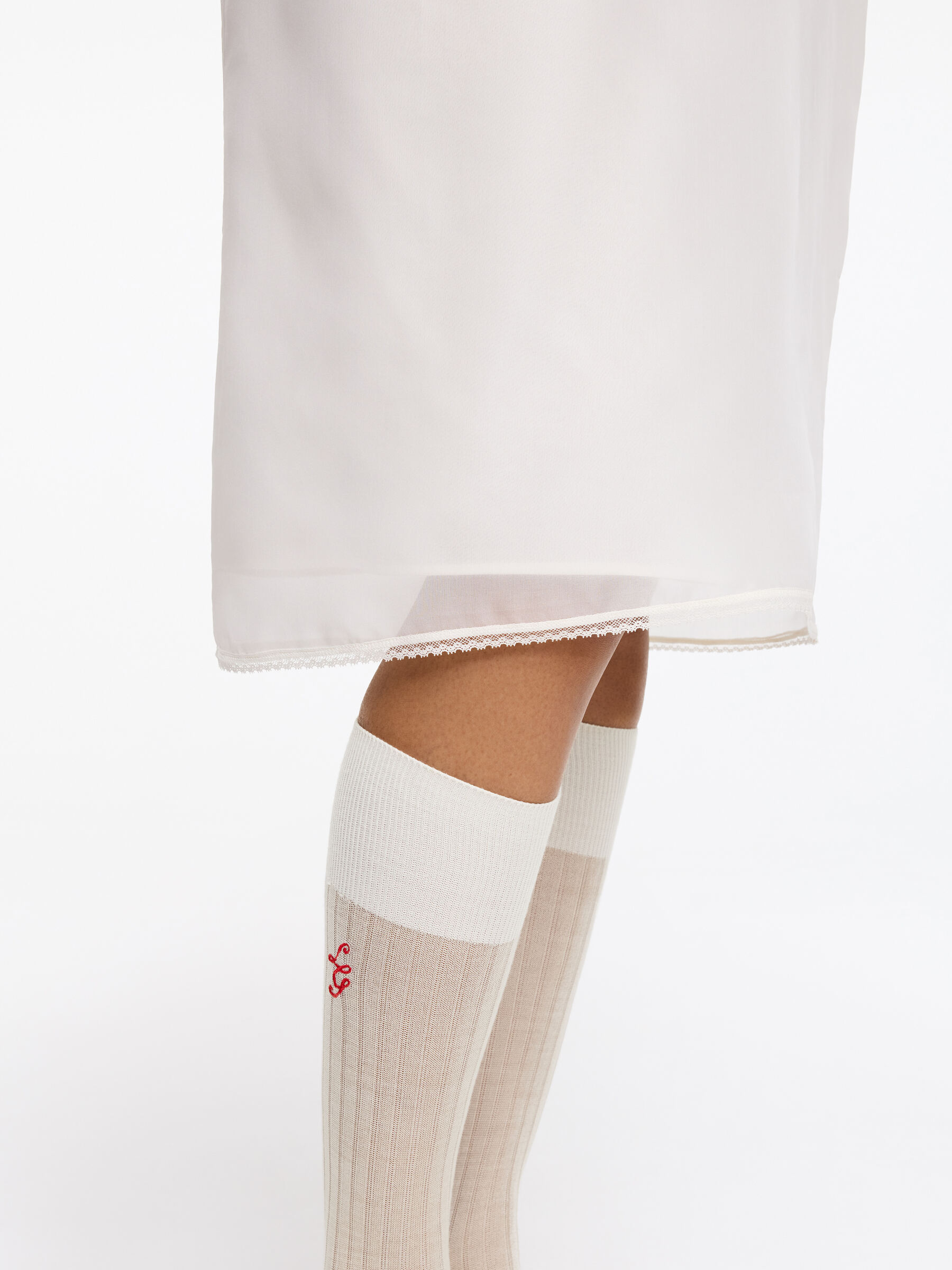 ARKET and Laila Gohar Monogram Knee Socks-#ECE9E2-19007