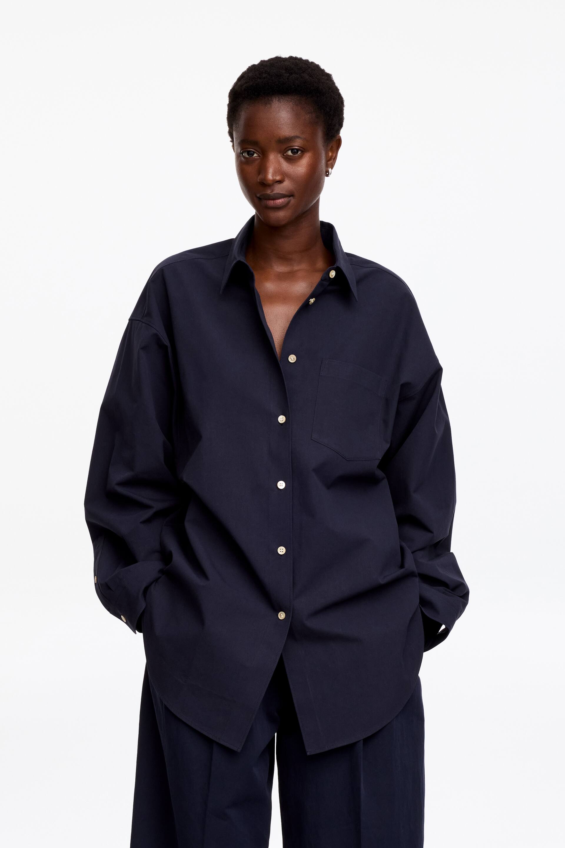 Ver imagem maior: Camisa com mangas morcego - Azul escuro - SENHORA | H&M PT 1