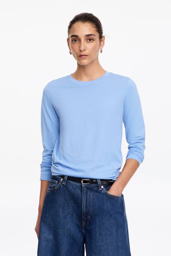 Signature-Langarmshirt - Hellblau/Braun/Weiß/Schwarz/Burgunderrot/Grau/Rot/Braun/Weiß - 1