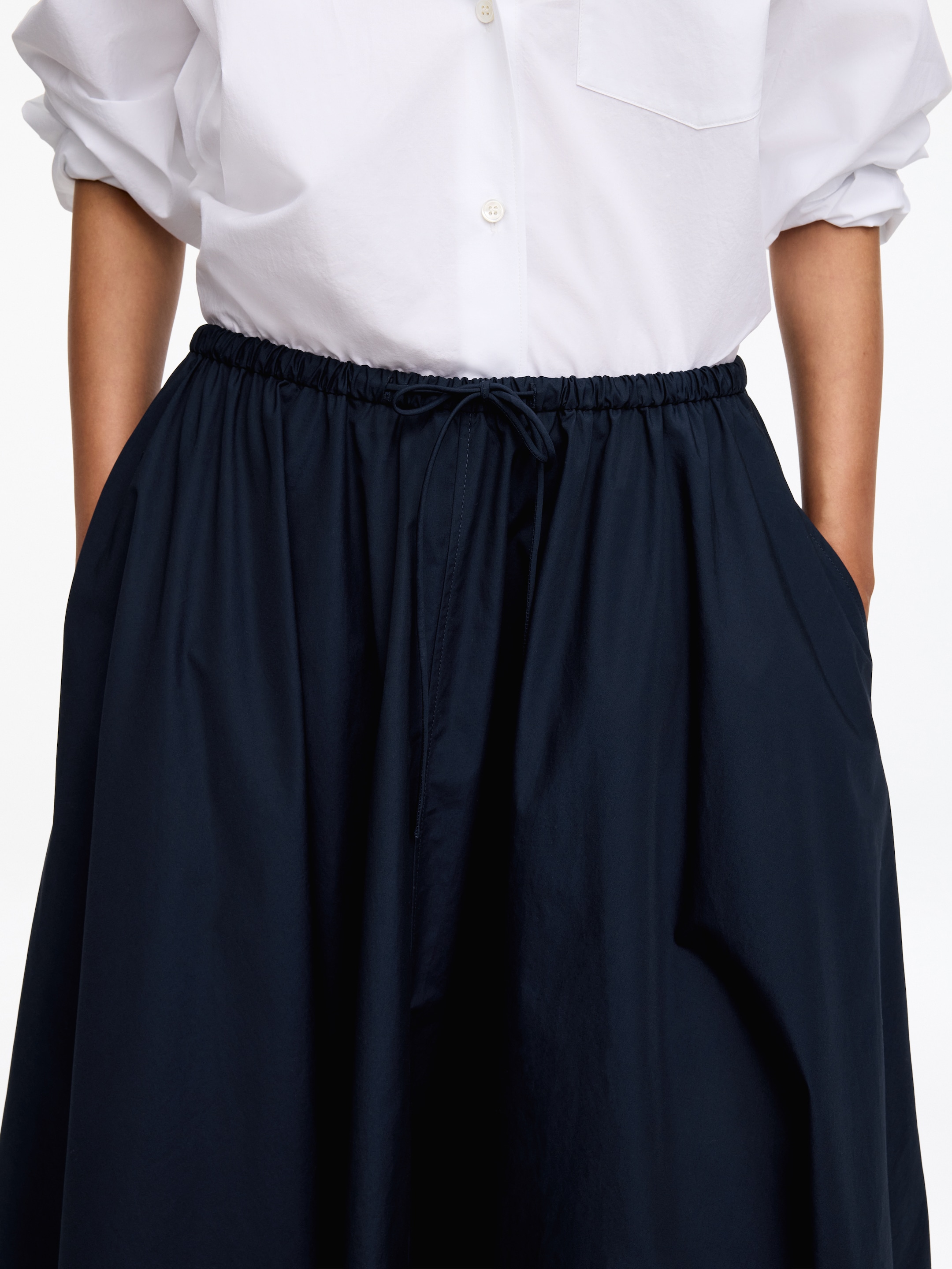 Gonna ampia in cotone - Blu scuro - Regular fit - Women - StillMedia/Lookbook - 5