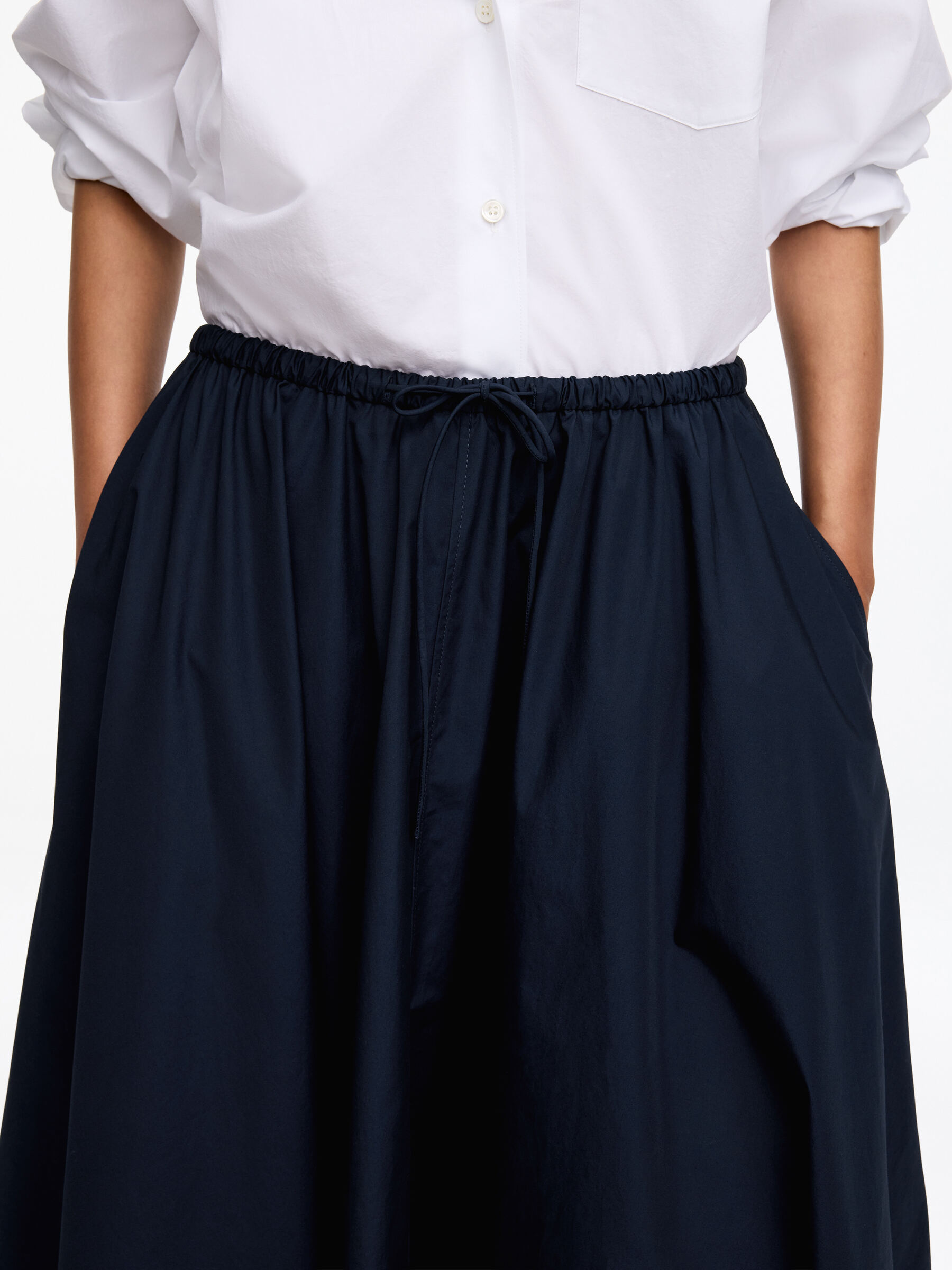 Wide Cotton Skirt - Dark Blue - Regular fit - Women - StillMedia/Lookbook - 5