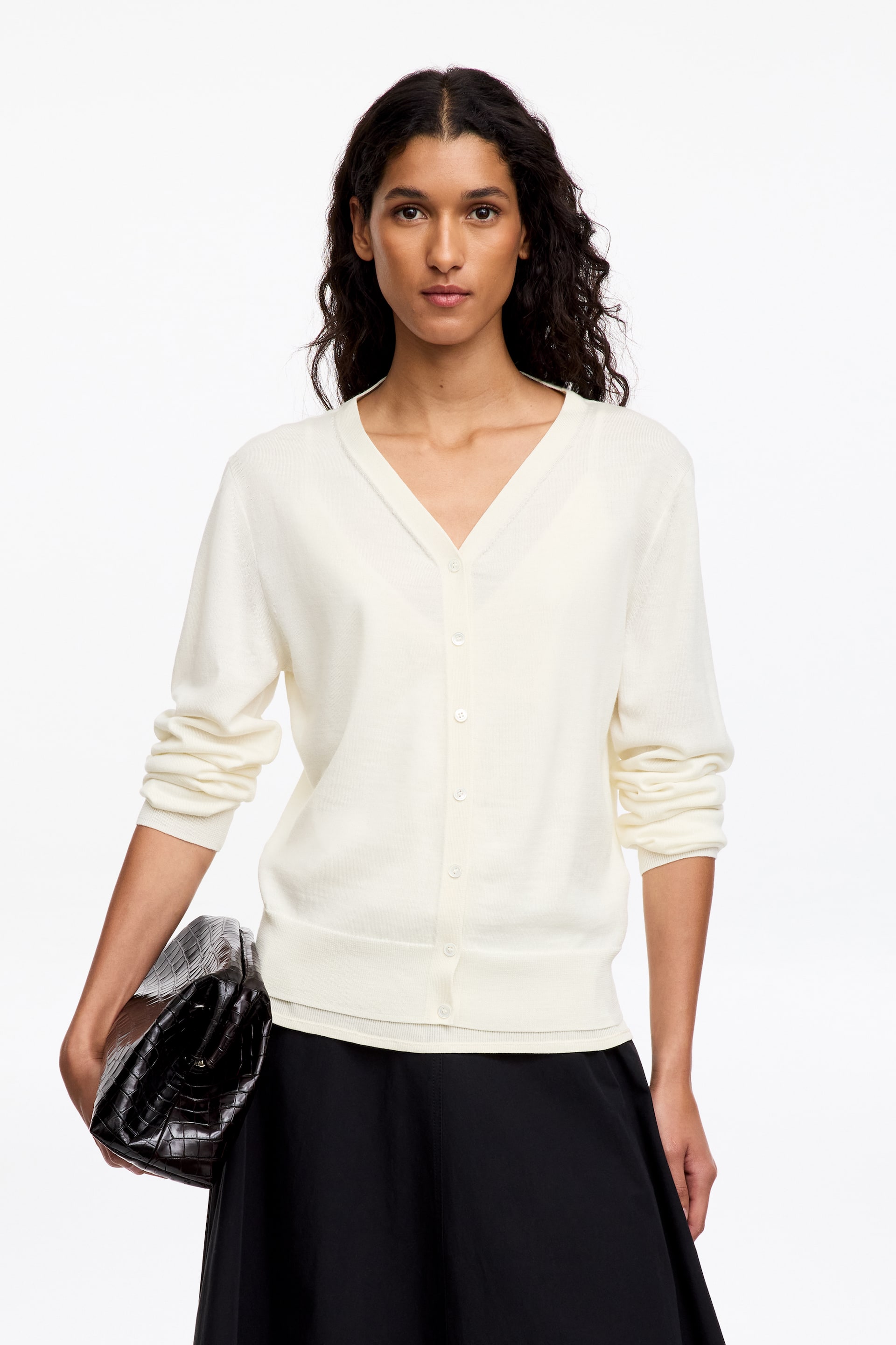 Zobraziť väčší obrázok: Kardigán Z Merino Vlny - Krémová - ŽENY | H&M SK 1