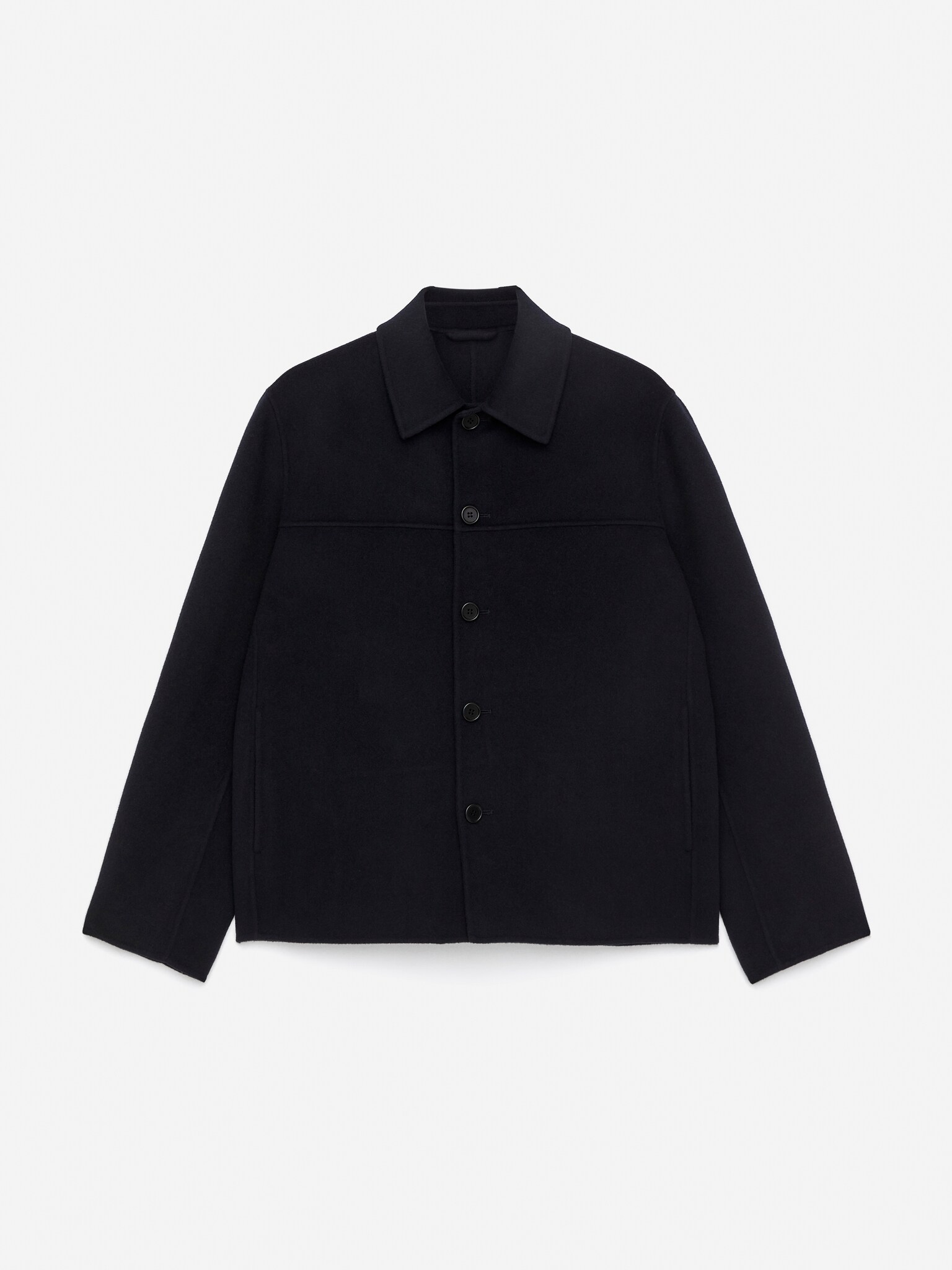 Veste en laine mélangée double face - Bleu foncé/Noir délavé/Beige foncé - 2
