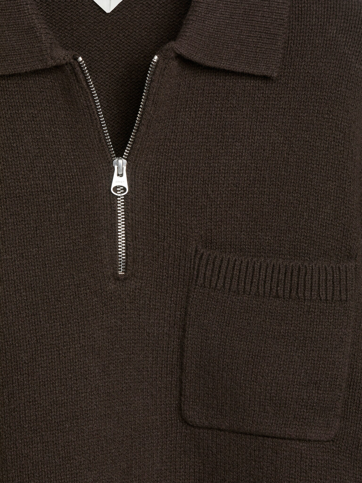 Poloshirt i strikket uld med lynlås - Brun/Grå/Mørkegrøn - 6