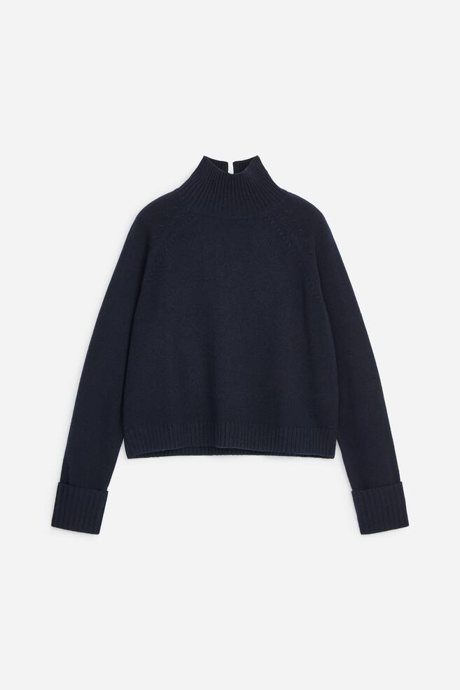 Jersey de lana con cuello vuelto - Azul oscuro/Óxido/Gris oscuro/Gris oscuro jaspeado - 1