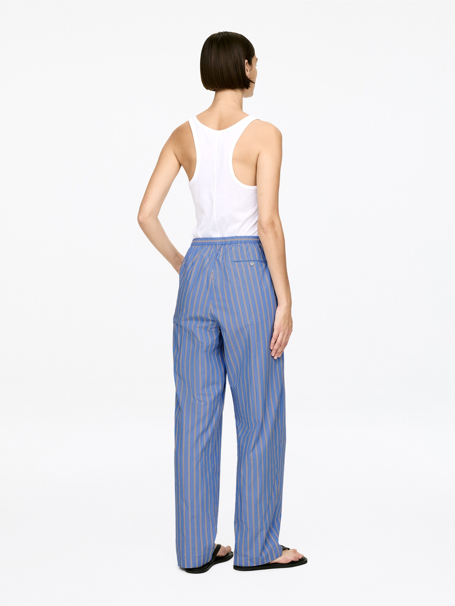 Pantalon de pyjama en coton - Bleu/Rayé - 4