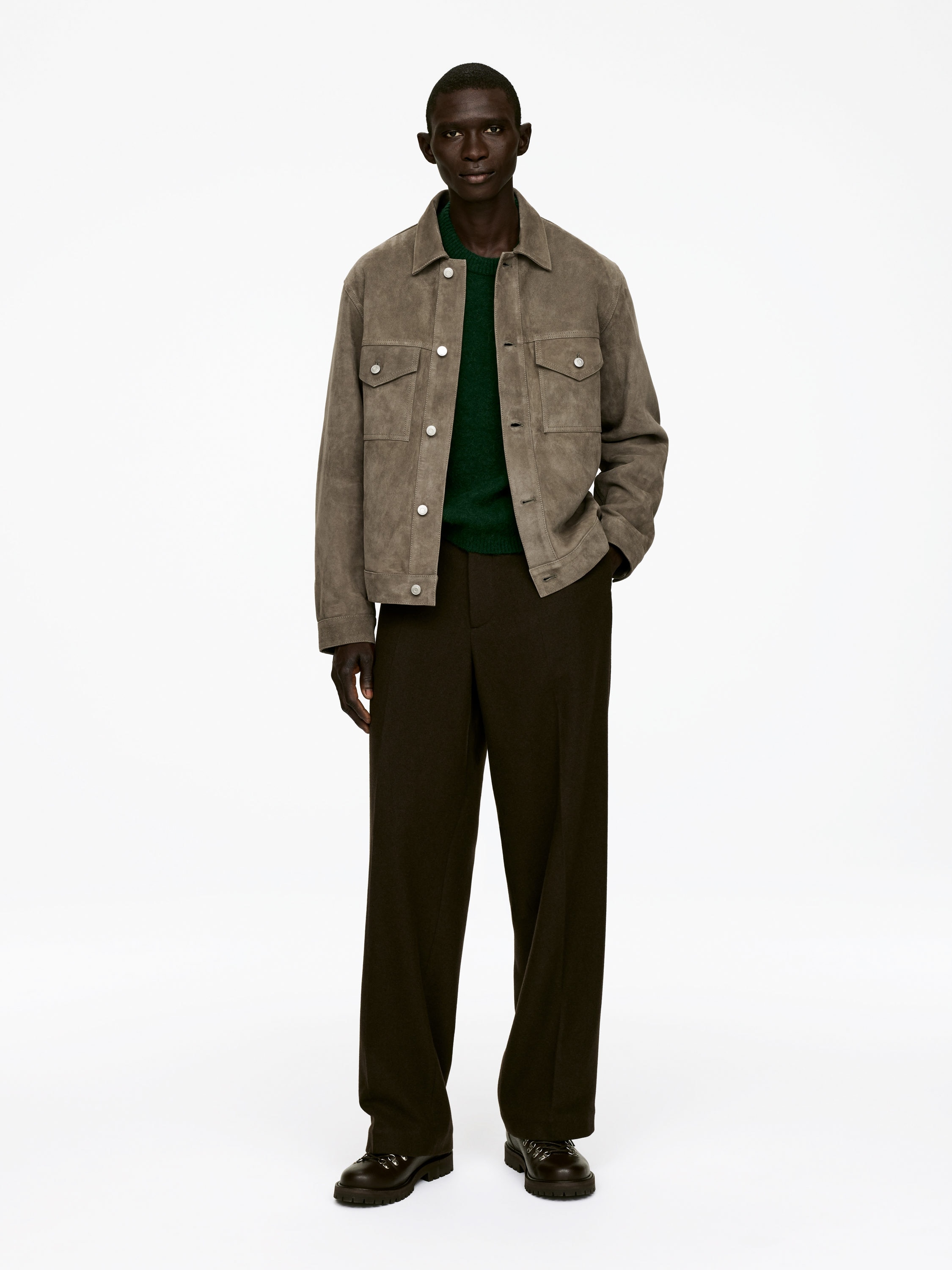 Suede Jacket-#7E7C6F-15206