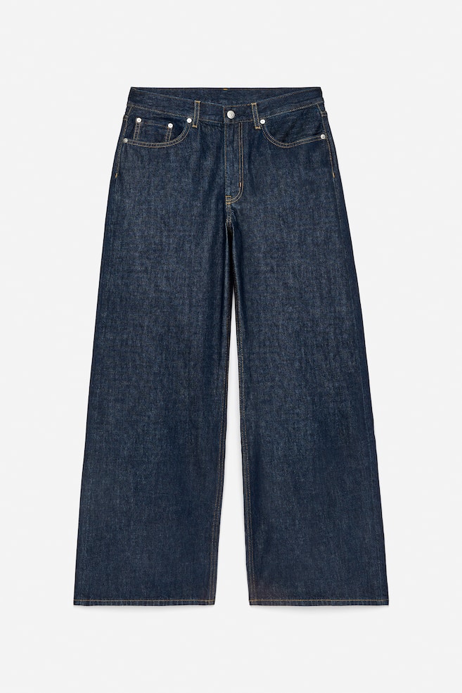 CLOUD Loose Wide Jeans - Albastru închis/Dark Brown - 1