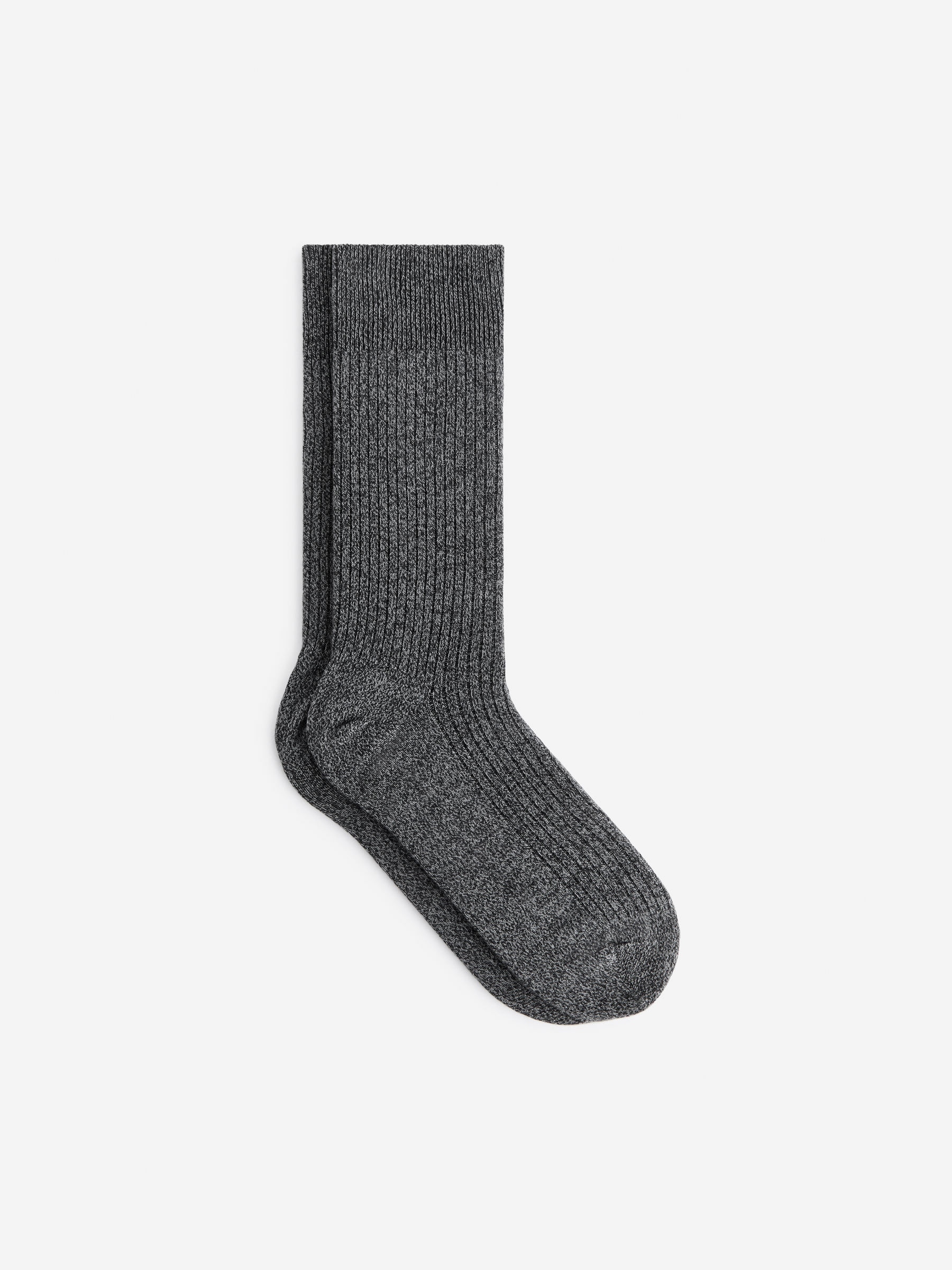 Supima Cotton Rib Socks - Dark Grey Melange - Regular fit - Men - StillMedia/DescriptiveStillLife - 4