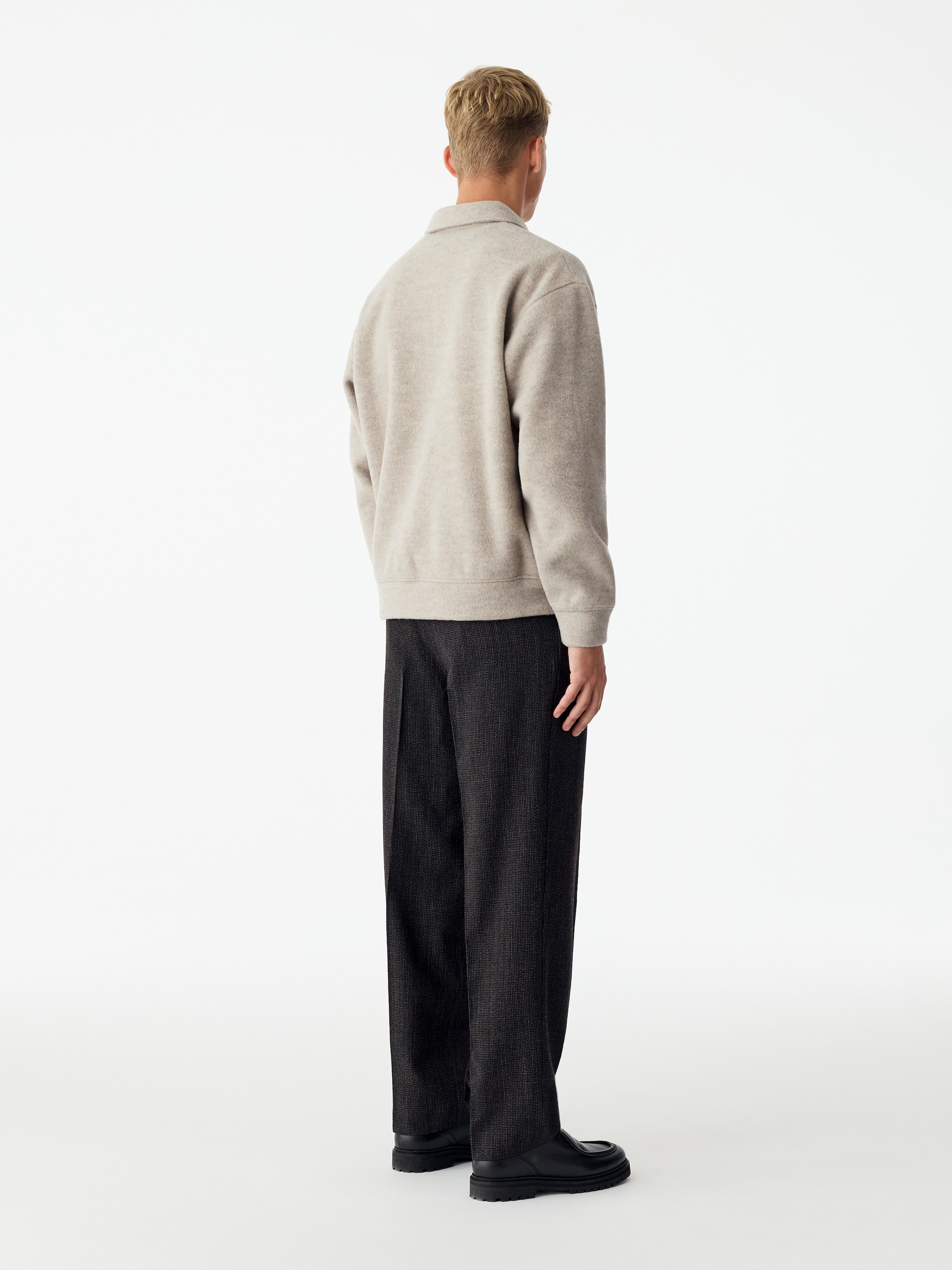 Maglione doppiato con mezza cerniera - Beige mélange - Relaxed fit - men - StillMedia/Lookbook - 2