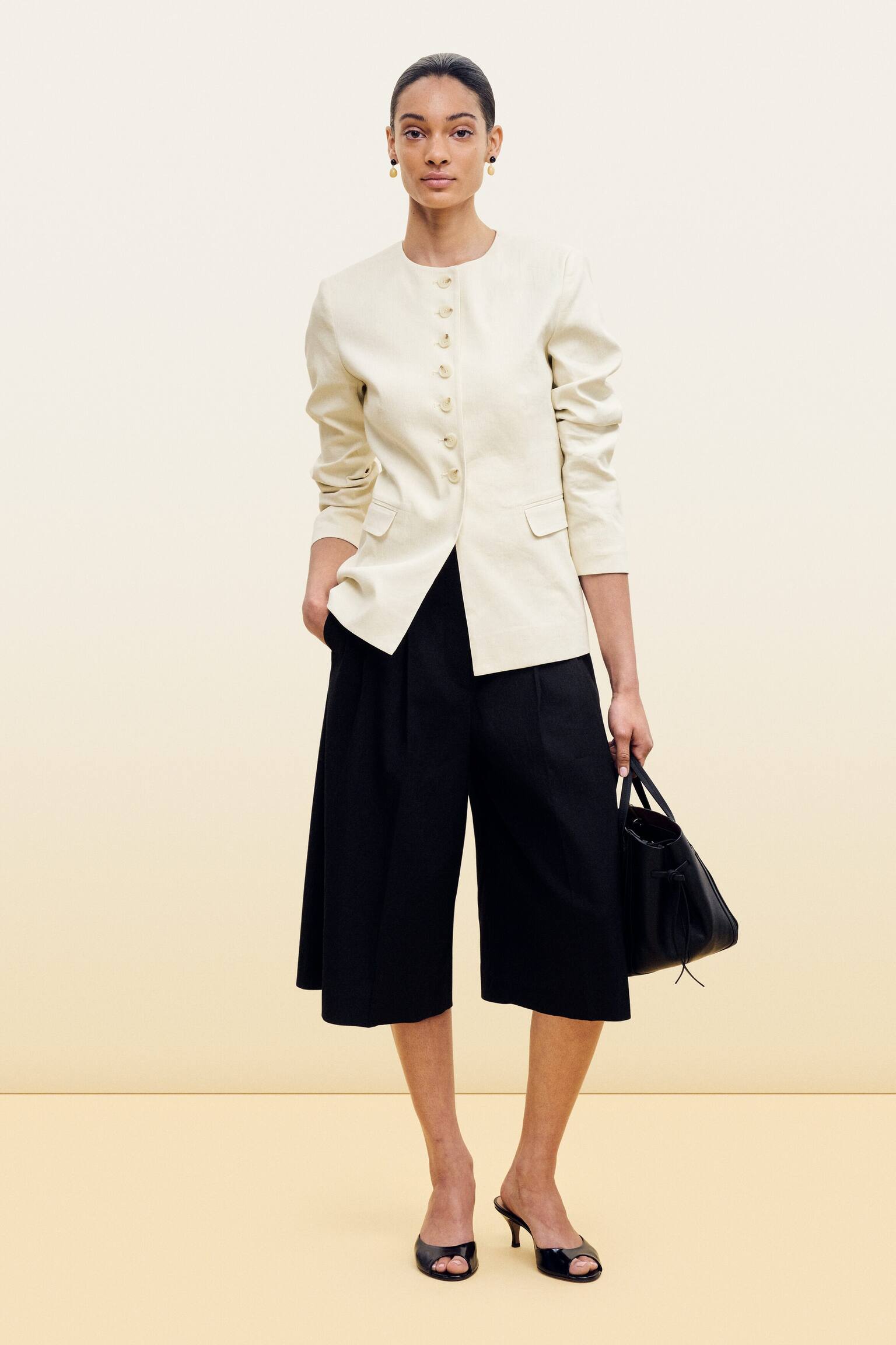 Blazer i hørblend - Råhvid/Sort/Sort/Mørkebrun - 8