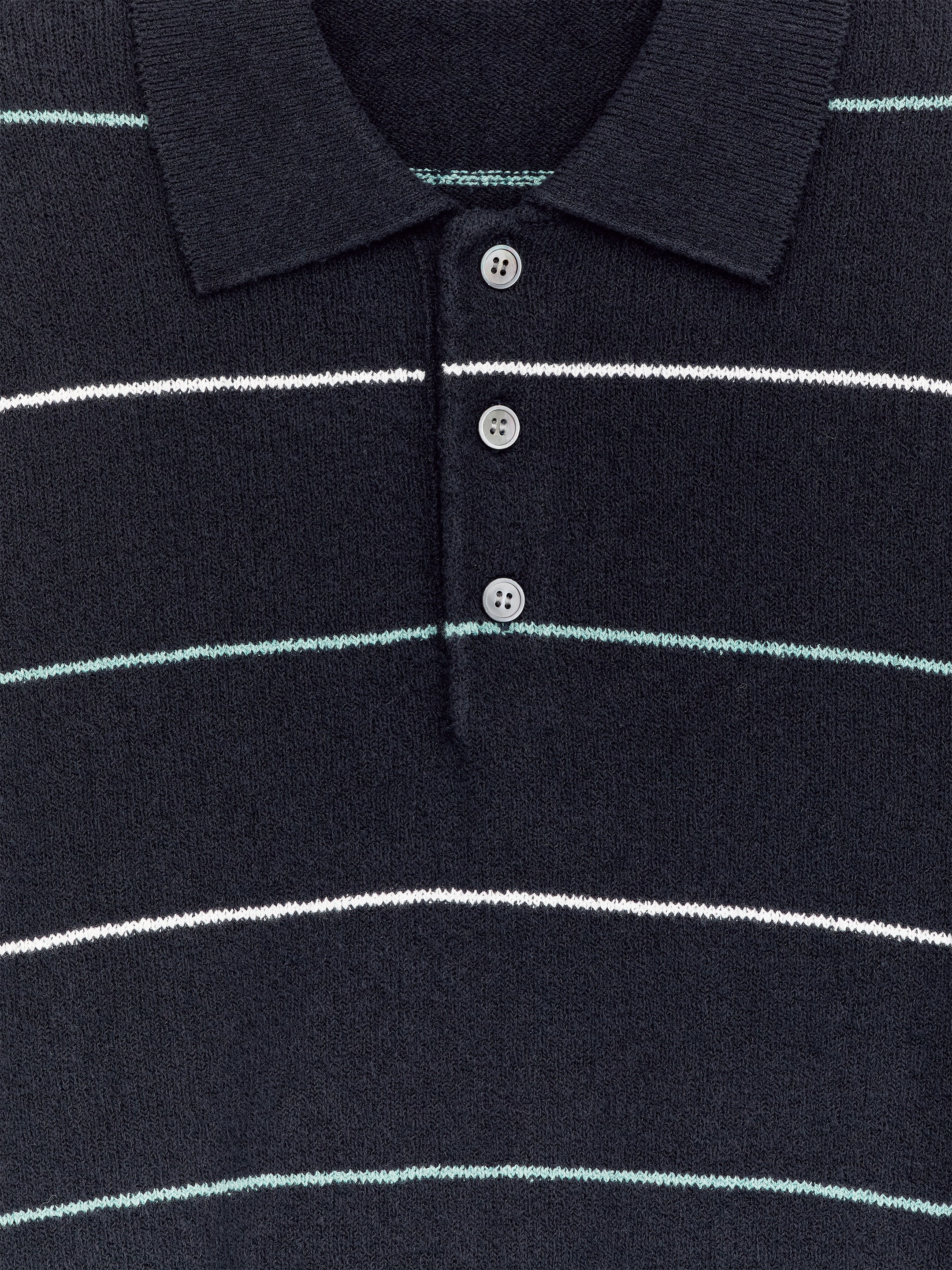 Knitted Polo Shirt - Dark Blue/Striped - Regular fit - Men - StillMedia/DescriptiveDetail - 1
