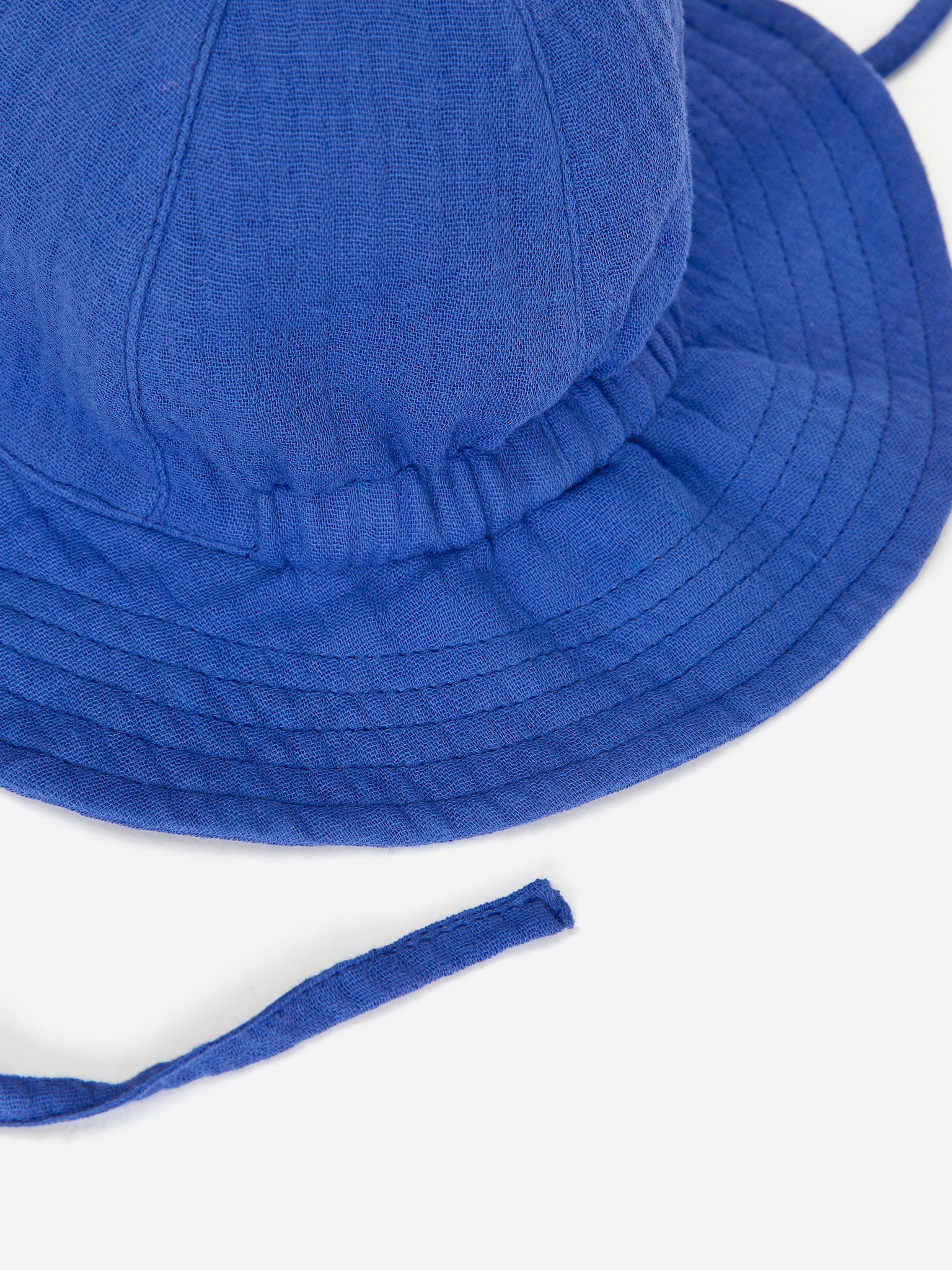 Chapeau en mousseline de coton - Bleu vif/Blanc cassé/Fleurs - 2