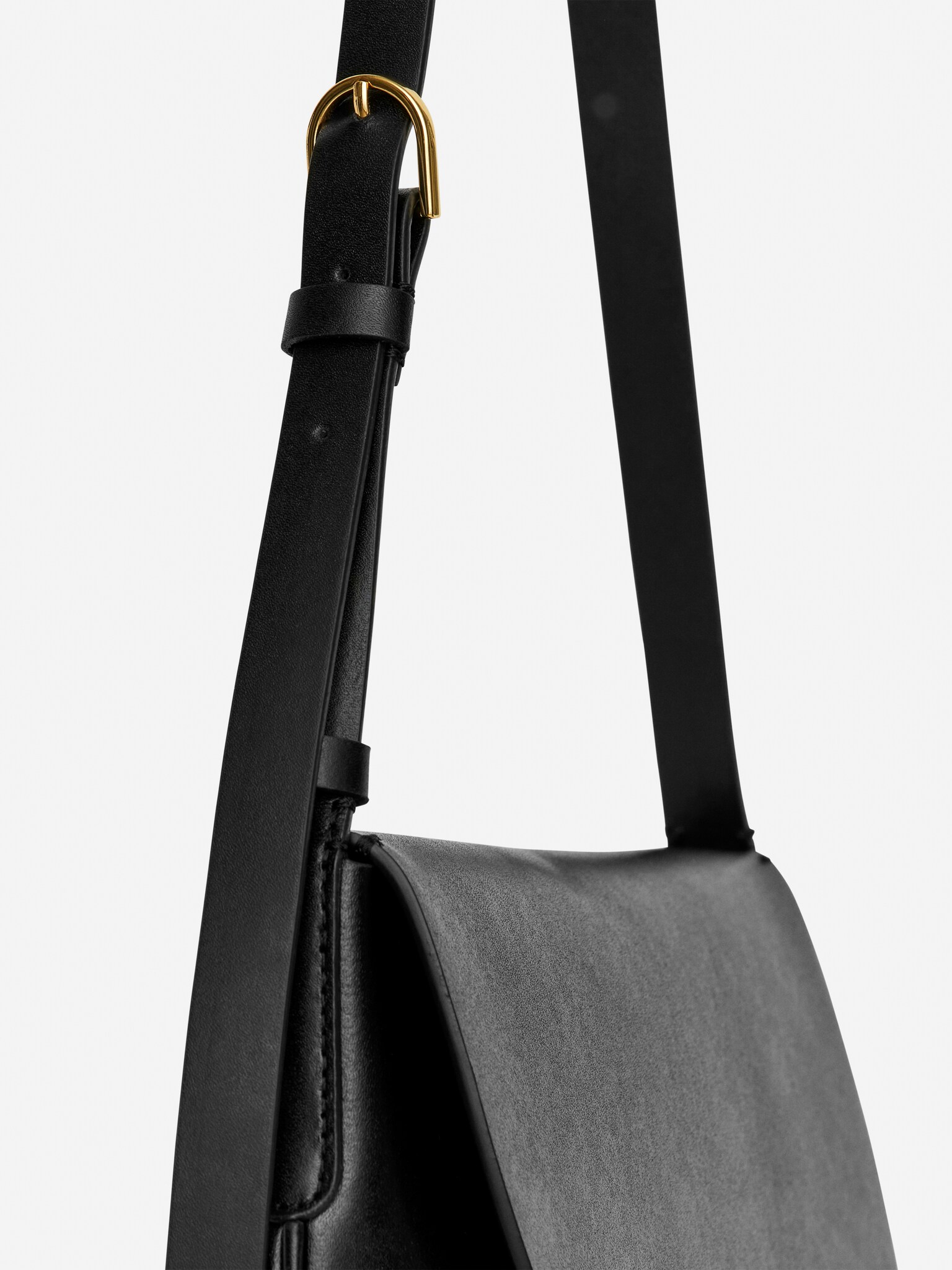 Kožená kabelka přes rameno - Black/Tmavě hnědá - 4