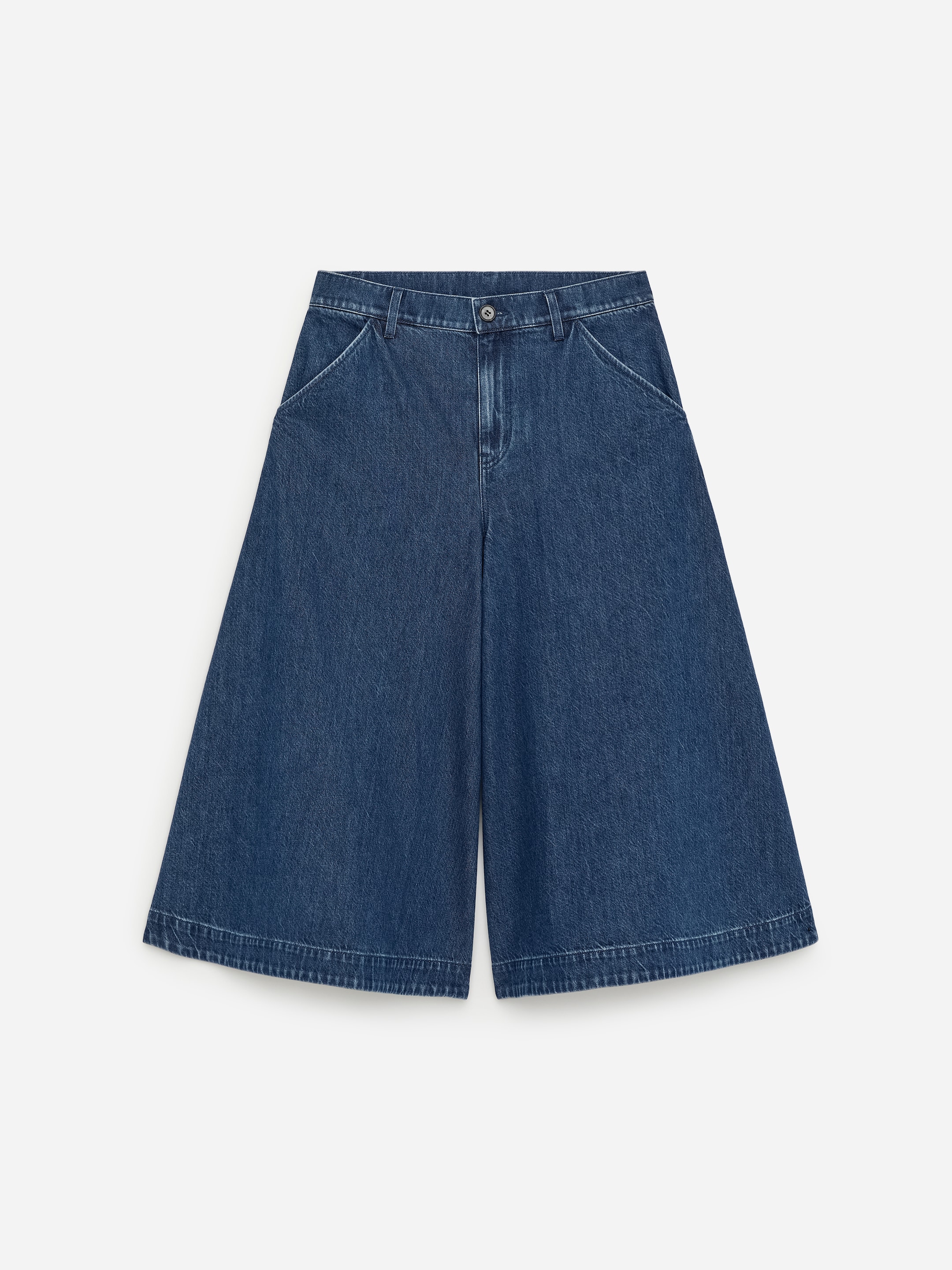 Denim Culotte Trousers - Blue - Regular fit - Women - StillMedia/DescriptiveStillLife - 1