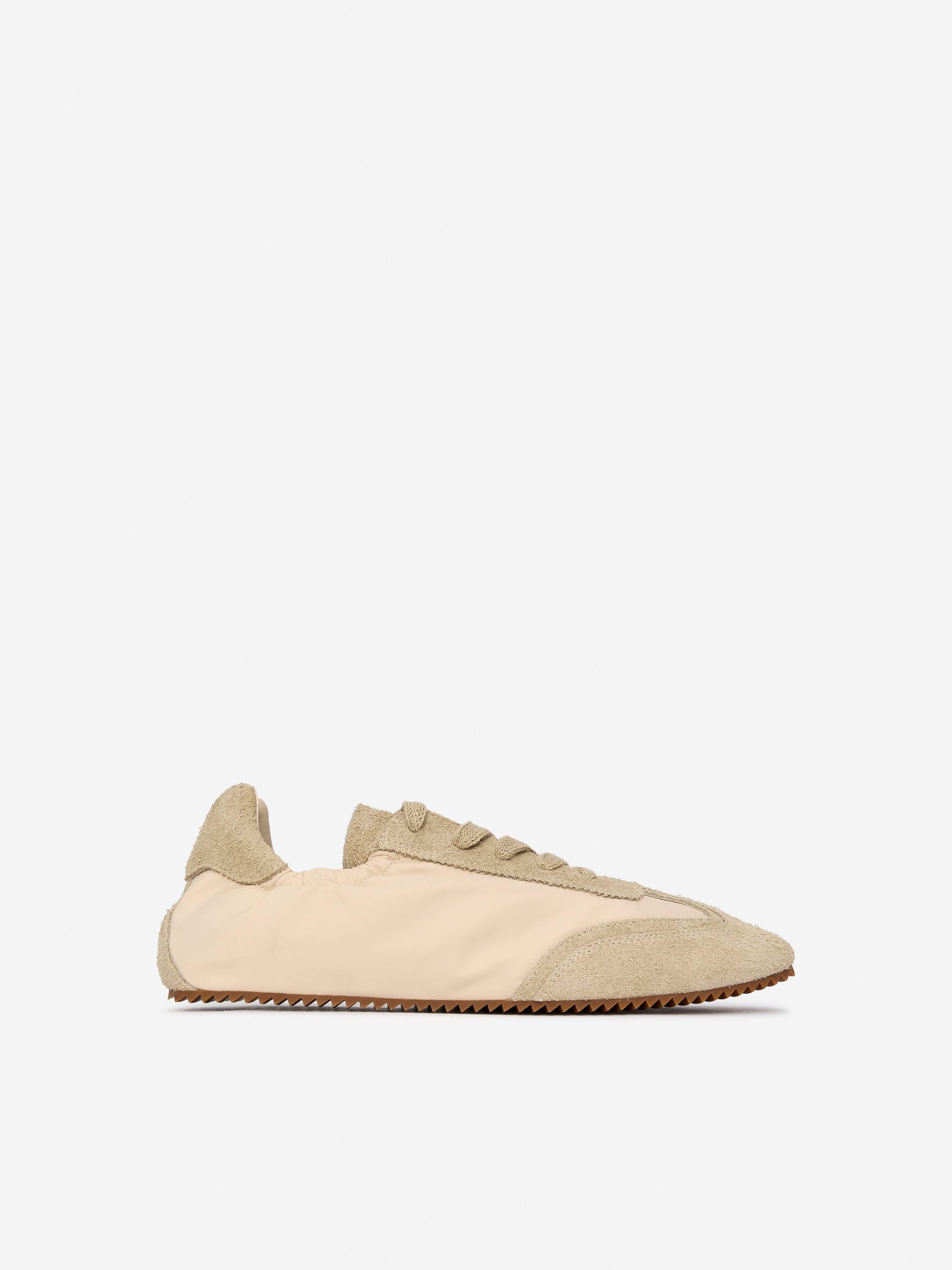 Adidași din piele întoarsă și nailon - Bej/Maro închis