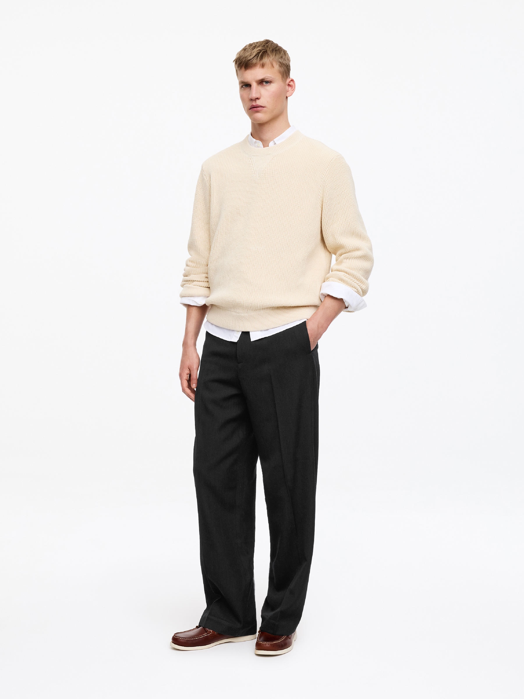 Loose Fit Wool Trousers - Black - Loose fit - Men - StillMedia/Lookbook - 5