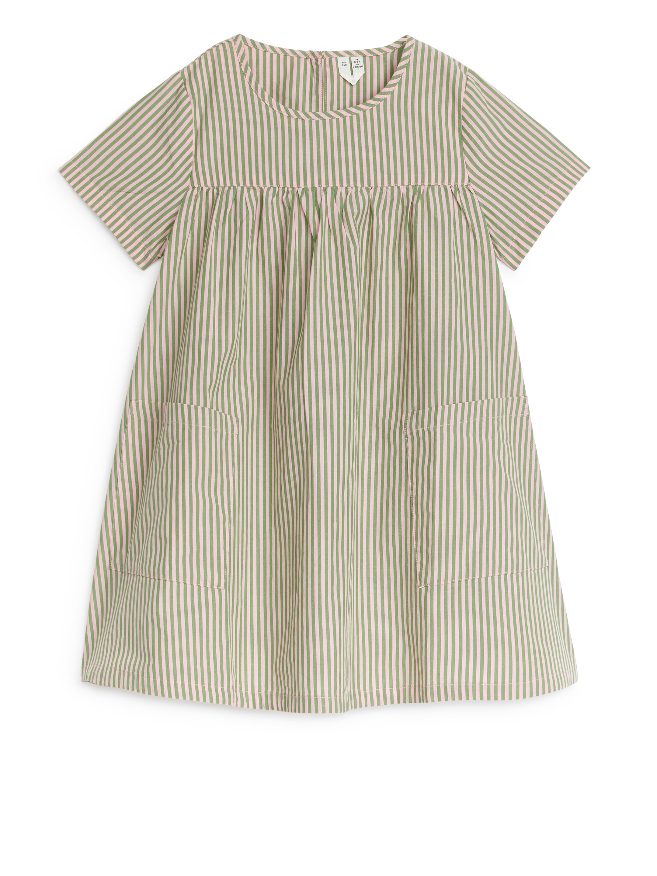 Se større billede: Bomuldskjole - Grøn/råhvid - BØRN | H&M DK 1