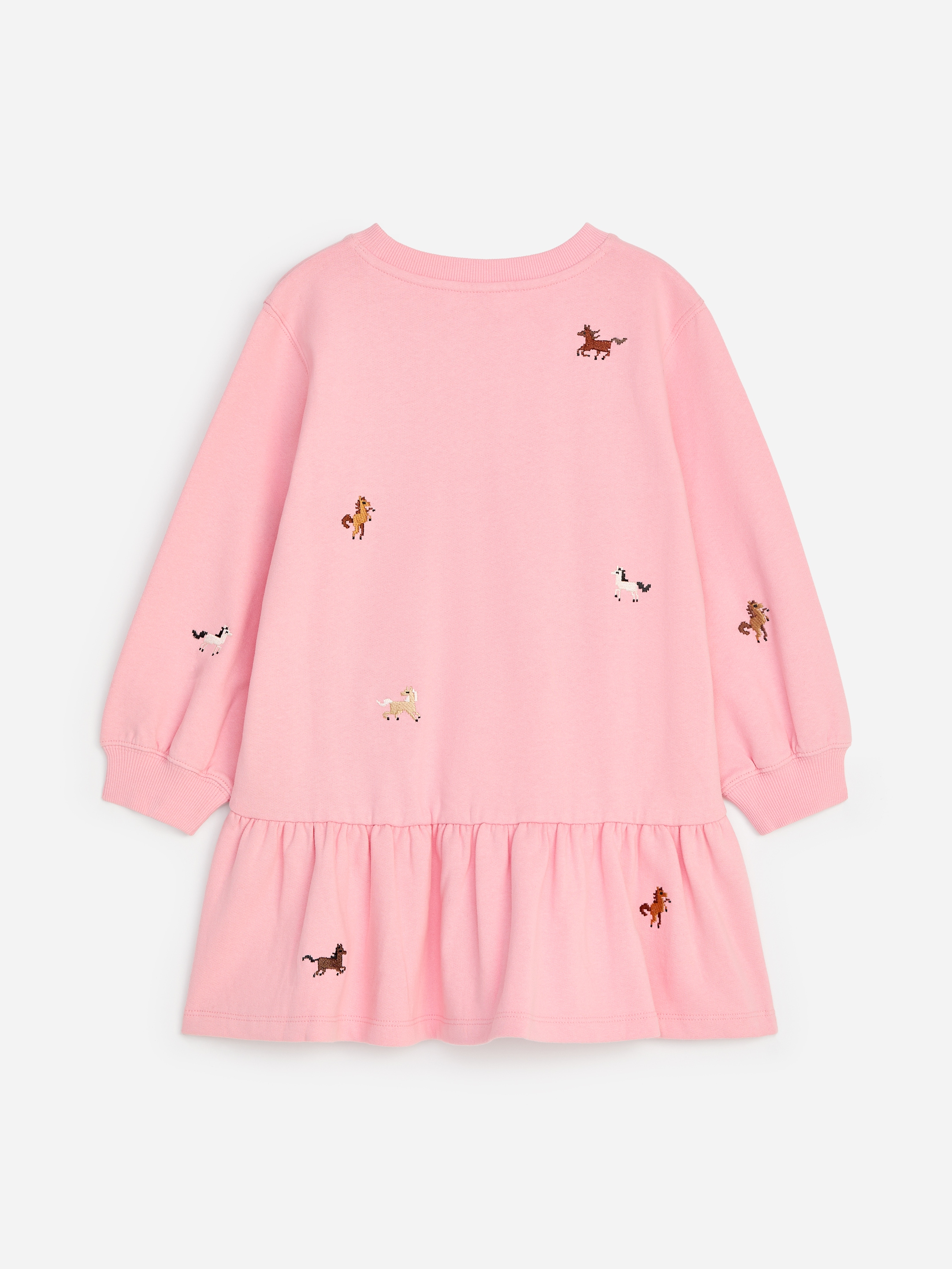 Embroidered Sweatshirt Dress - Pink/Horses - Relaxed fit - children - StillMedia/DescriptiveStillLife - 1
