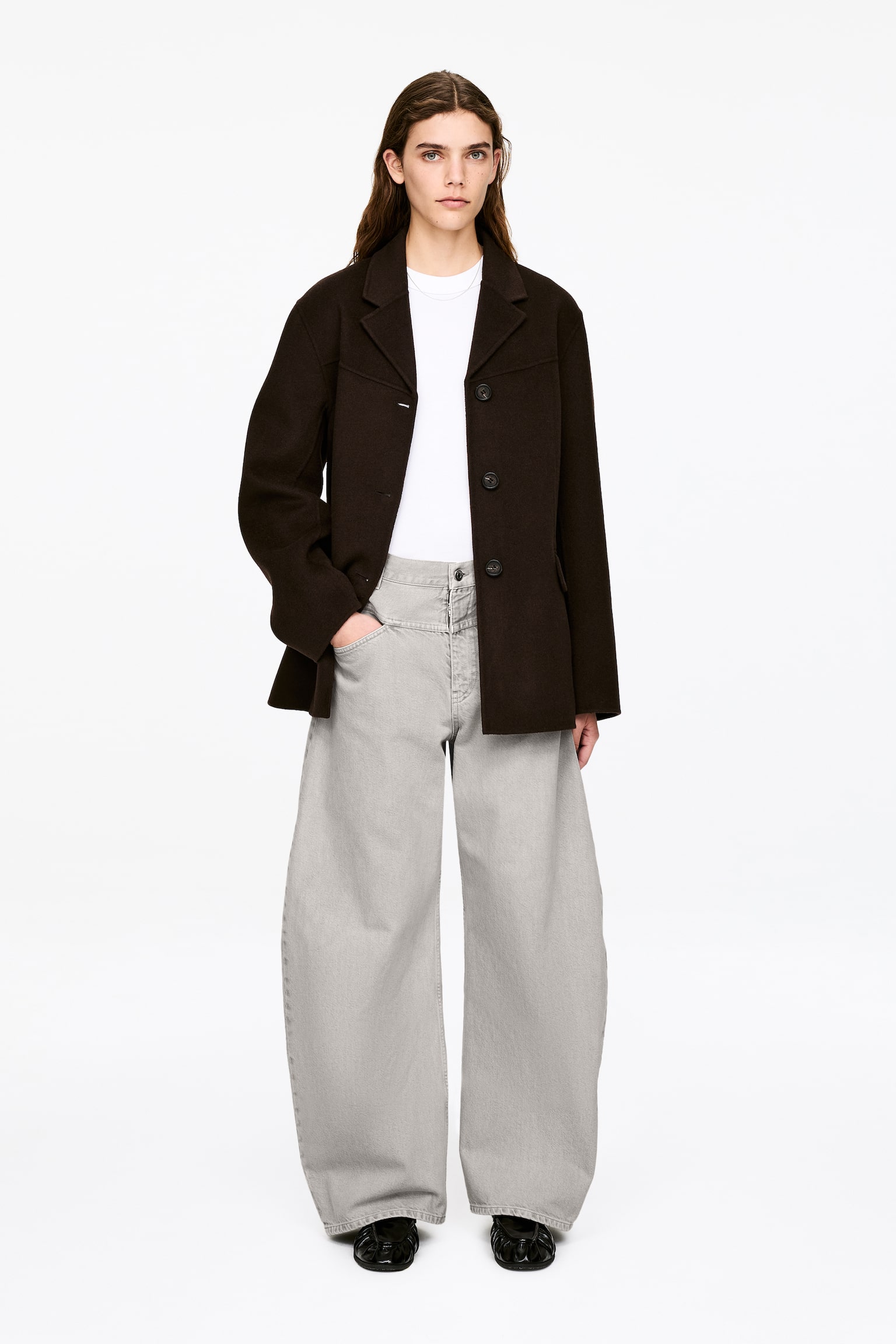 Barrel-Leg Jeans - Light Grey - 1