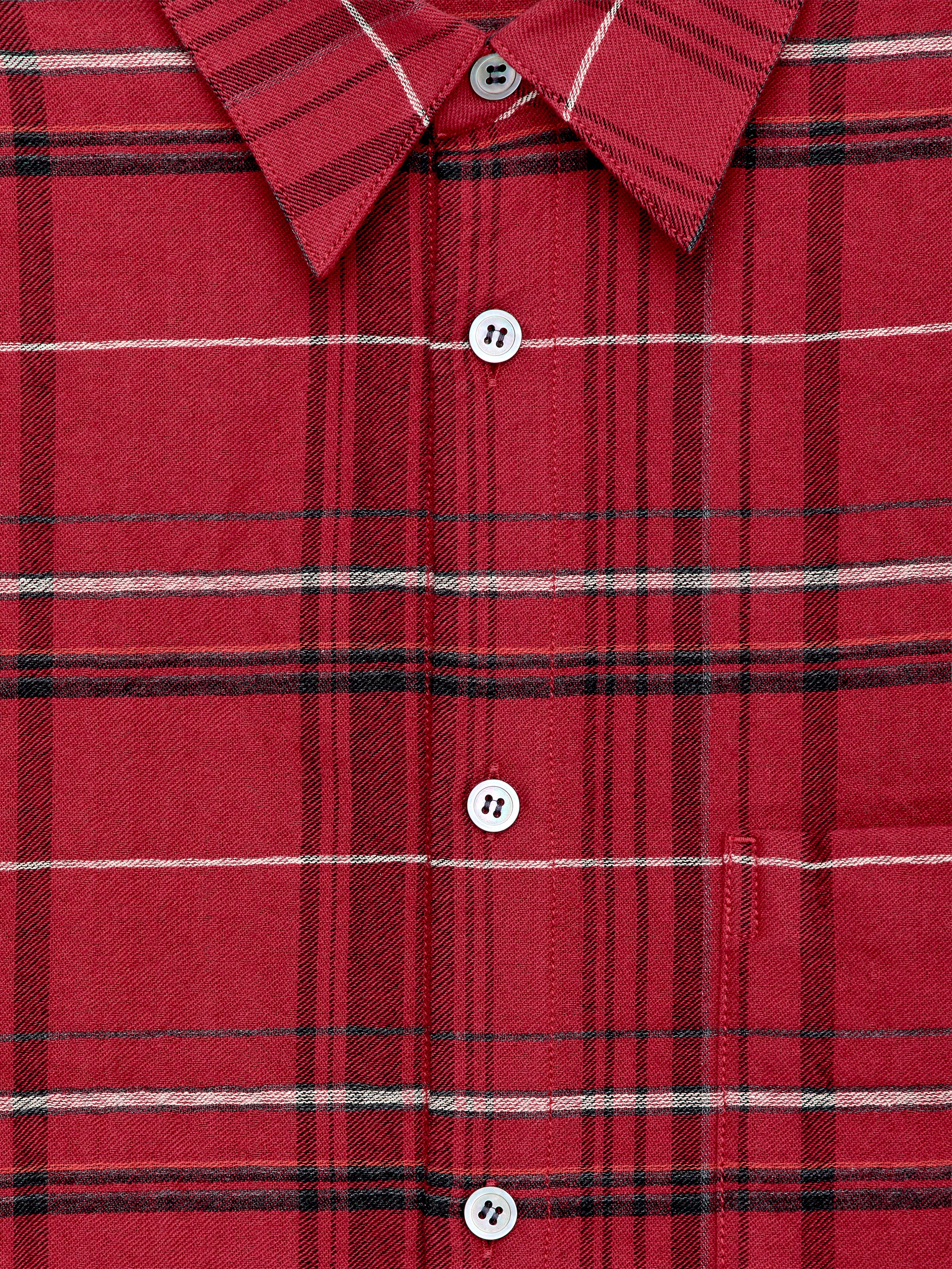 Relaxed Flannel Shirt - Red/Checkered - Relaxed fit - Men - StillMedia/DescriptiveDetail - 1